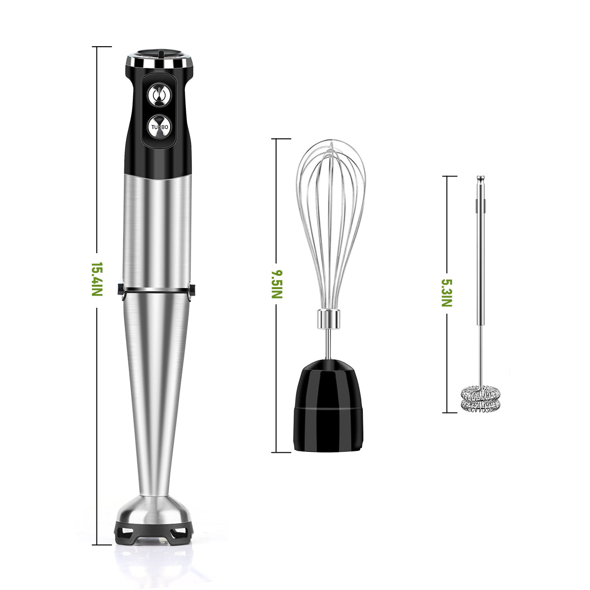 Immersion Blender Handheld Blender, AOKIWO 3 in 1 Corded Stick Hand Blenders for Kitchen with 12 Speed Control, Blender with Whisk, Frother for Smoothies, Soup, Puree