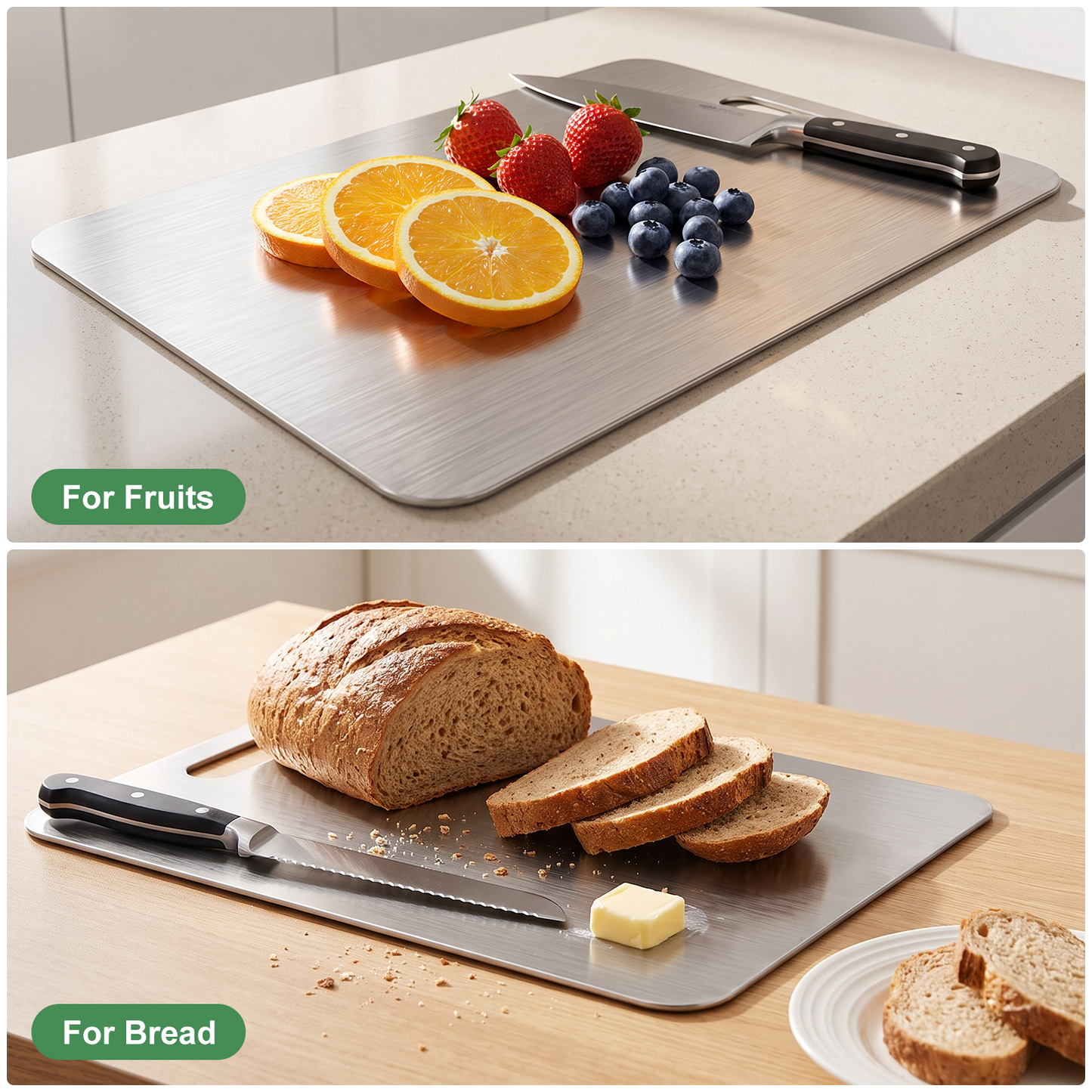 Stainless Steel Cutting Board, Large Cutting Board for Kitchen, Metal Food Prep Board for Meat, Vegetables and Fruit, 9.05" x 13.38"