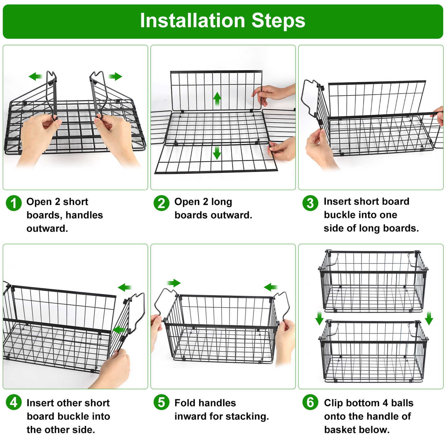 Freezer Organizer Bins, TAIMASI 4 Pack Stackable Deep Chest Freezer Baskets with Foldable Handles, Coated Metal Storage Containers for 3.5-7 Cu.FT Deep Freezer, Frozen Meats Food Organization