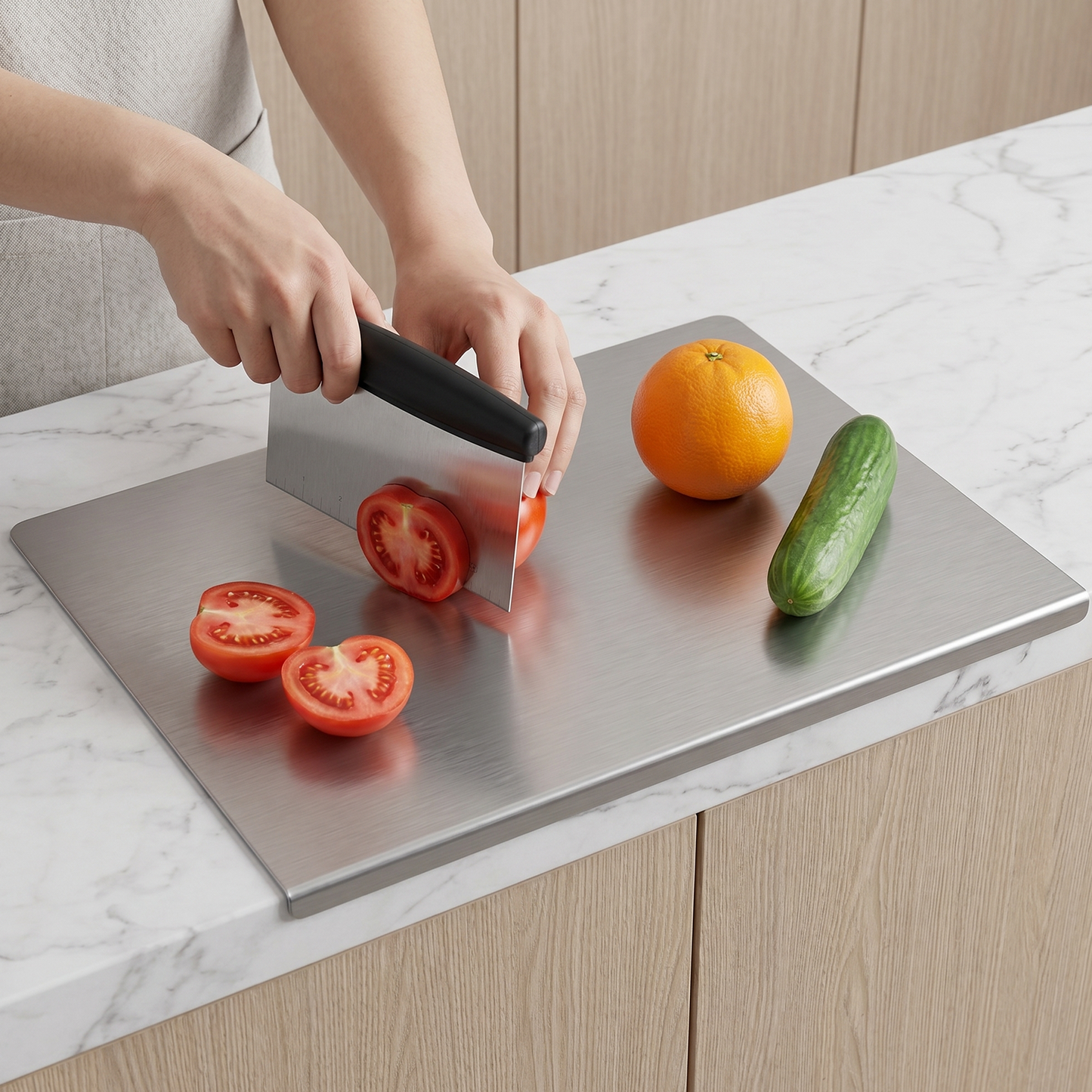 Cutting Boards for Kitchen, AOKIWO Large Stainless Steel Baking Boards with scraper, Suitable for Bread, Meat, Vegetables, (19.7 x 23.6 in)