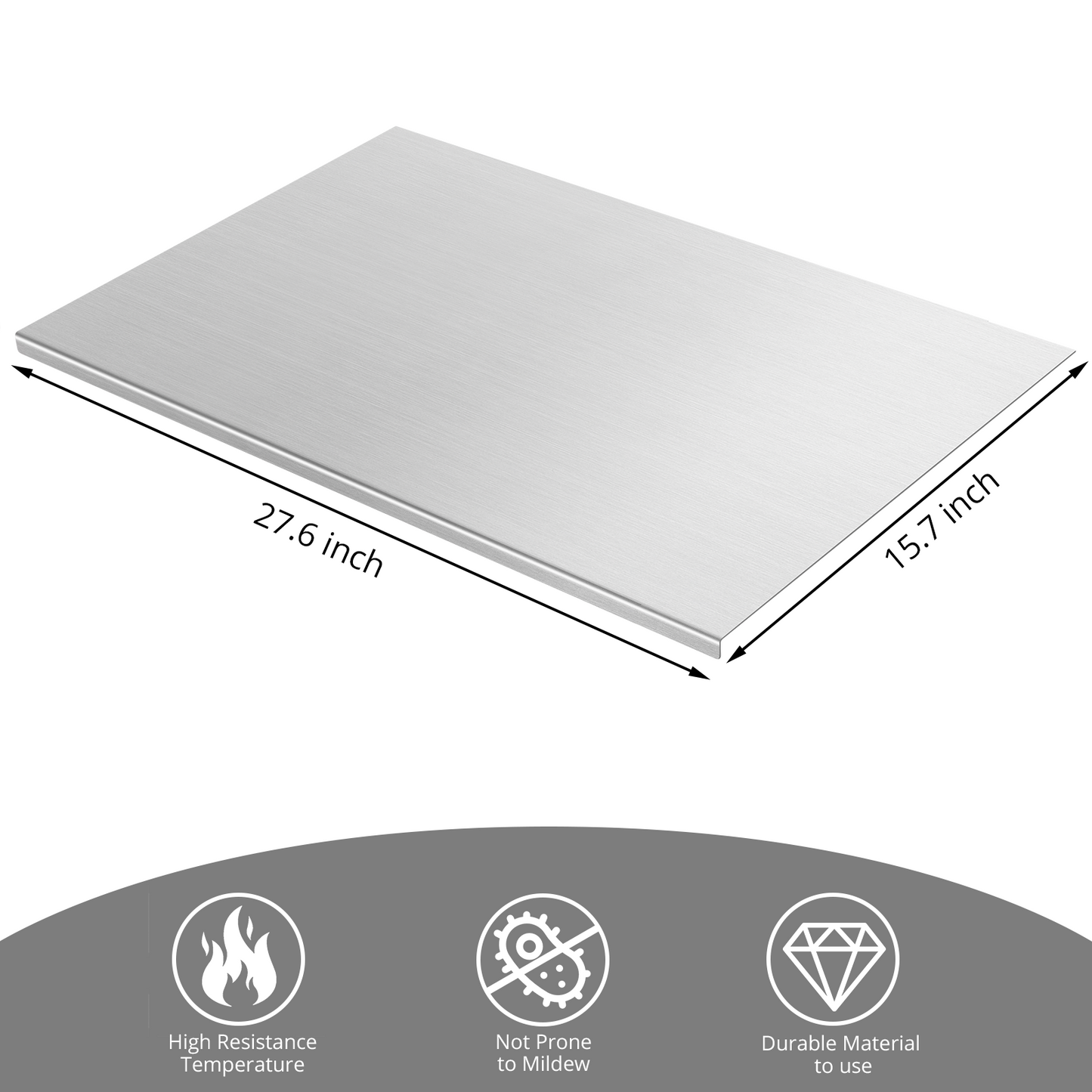 Cutting Boards for Kitchen, AOKIWO Large Stainless Steel Baking Boards with scraper, Suitable for Bread, Meat, Vegetables, (15.7 x 27.6 inch )