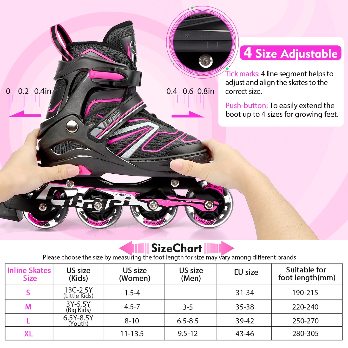 Pink Roller Skates Size