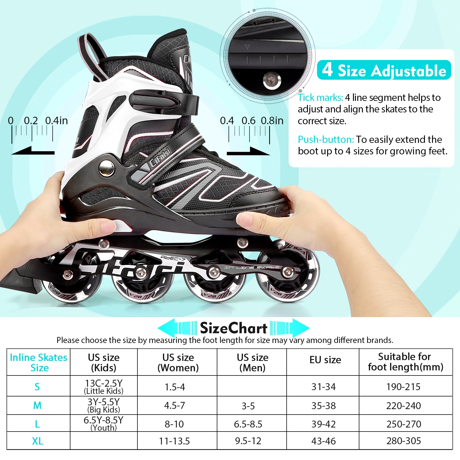 White Blades Roller Skates Size