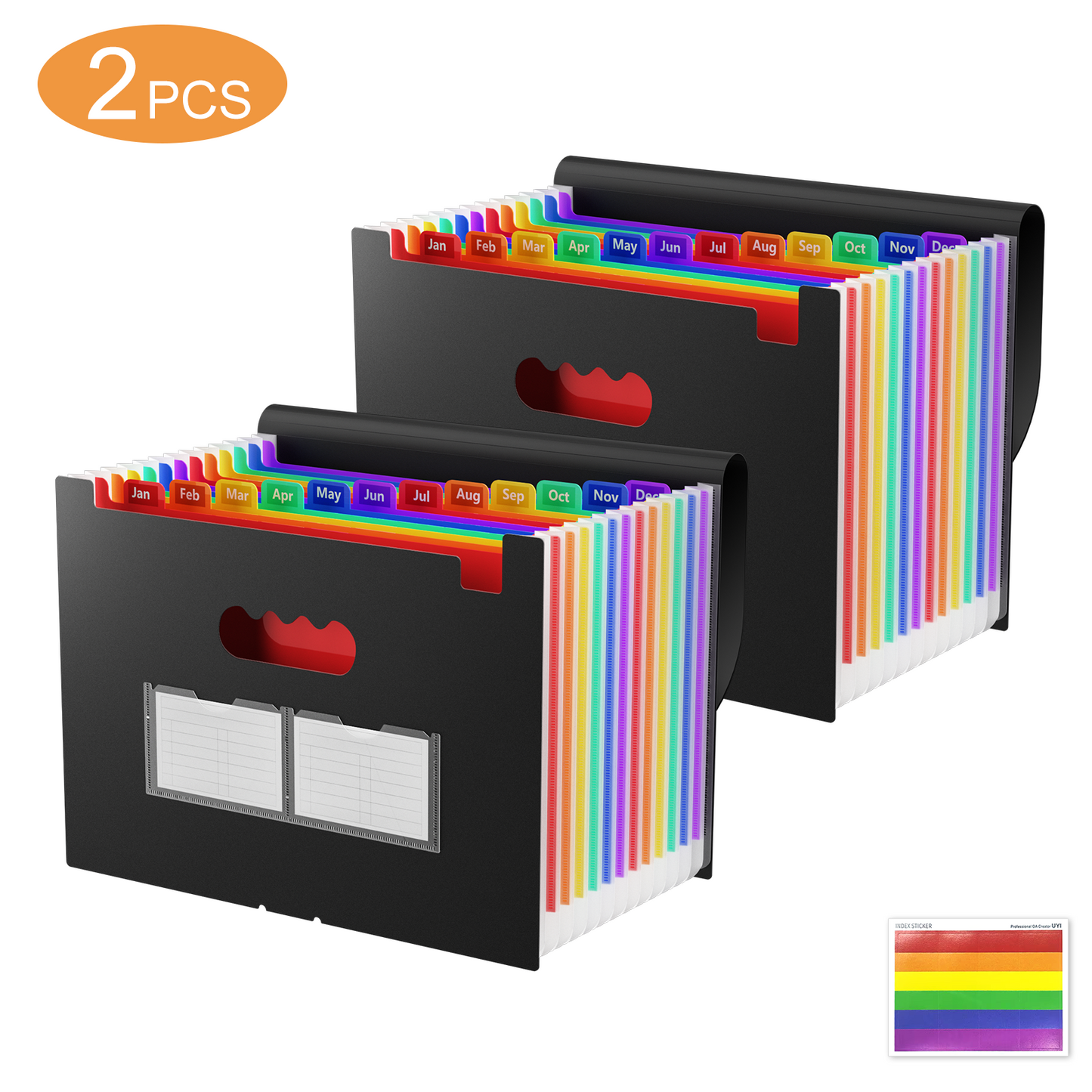 MIBOTE 13 Pockets Accordion File Organizer,Expanding File Folder with Labels for Office School and Home,2 Pack