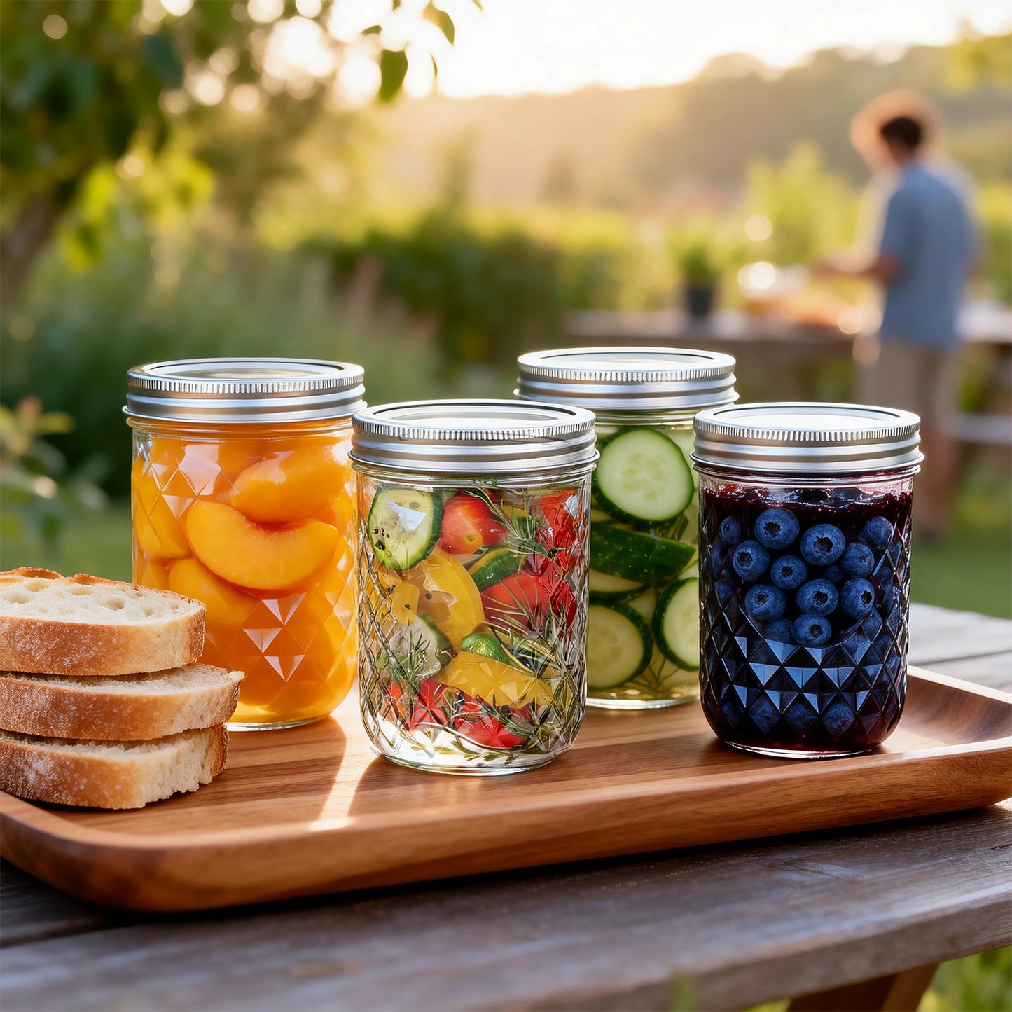 16 Pack Mason Jars Set, 8×16oz Wide Mouth + 8×4oz Regular Mouth Mason Jars with Seal Lids, Labels & Hemp Rope, Glass Canning Jars for Pickling, Jam, Jelly, Honey, Dessert, DIY Candles