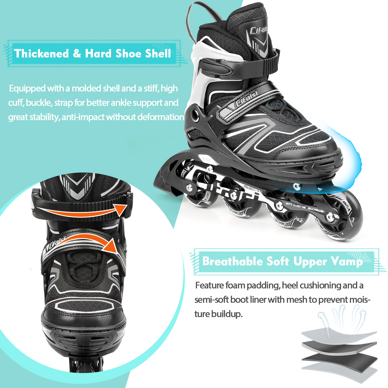 White Adjustable Inline Skates