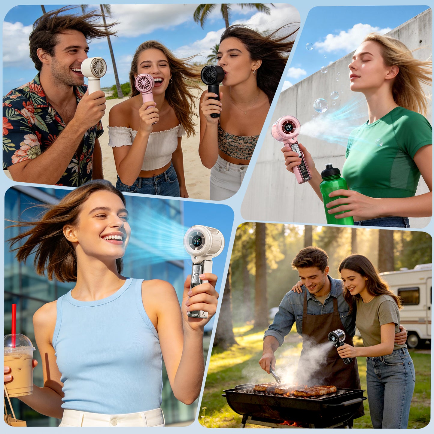 MIBOTE Handheld Rechargeable Misting Fan with Digital Display, 30ml Water Tank, Multiple Speeds, Portable for Outdoor and Travel –Pink