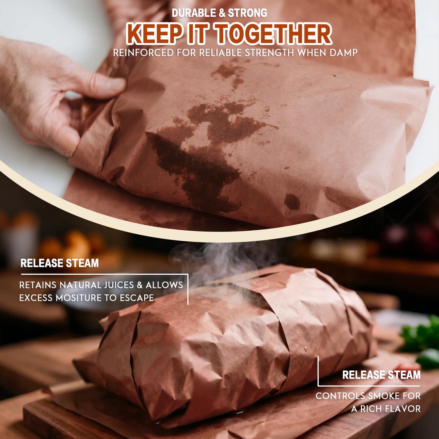 Butcher Paper Roll, AOKIWO18" x 1200" for Smoker BBQ Grilling Smoking Meat Unbleached Uncoated Unwaxed (Pink, 18" x 100')