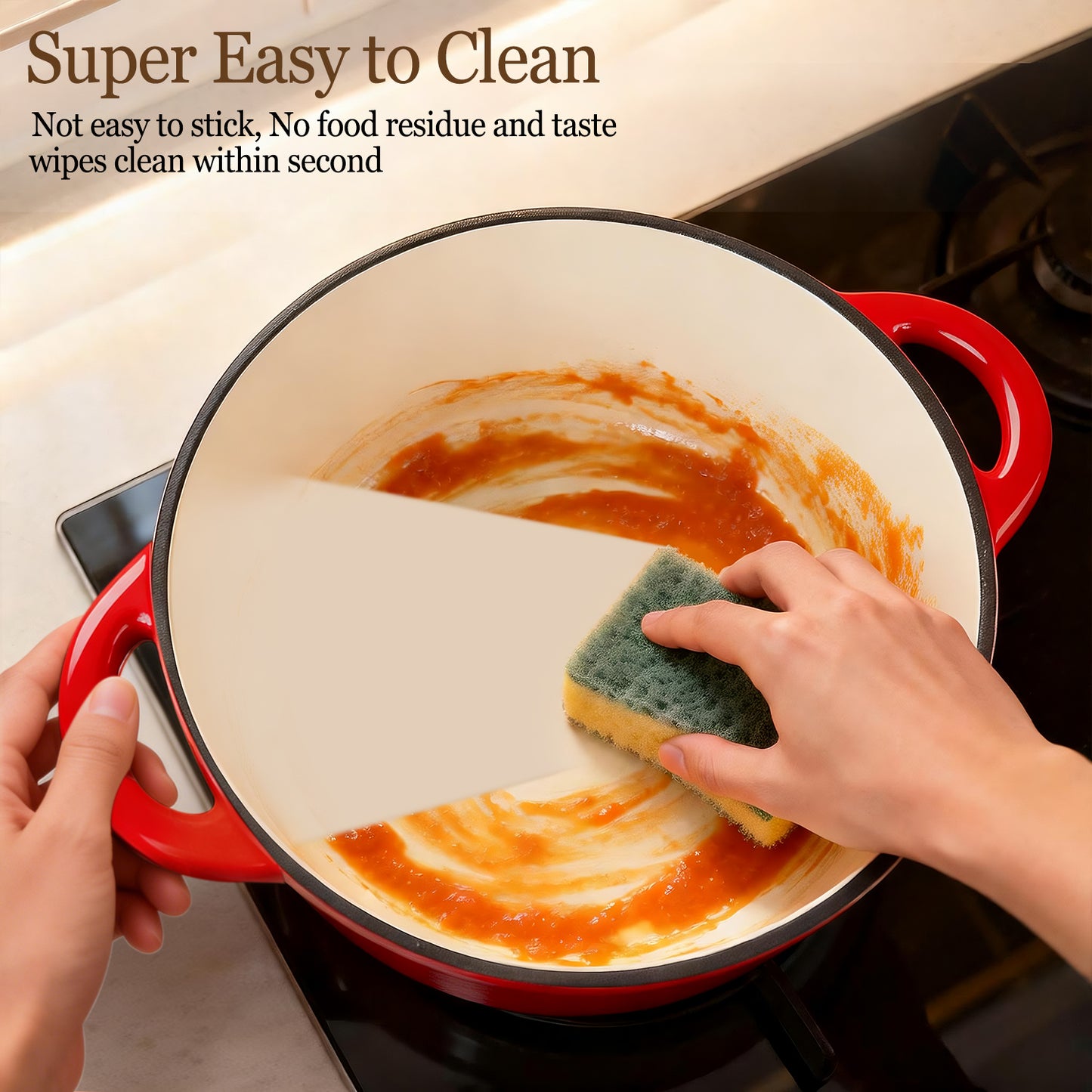 Enameled Cast Iron Dutch Oven, TAIMASI 5QT Dutch Oven Pot with Lid & Cotton Potholders, Heavy-Duty Cookware for Braising, Stews, Roasting, Bread Baking, All Stovetop Compatible (Red)