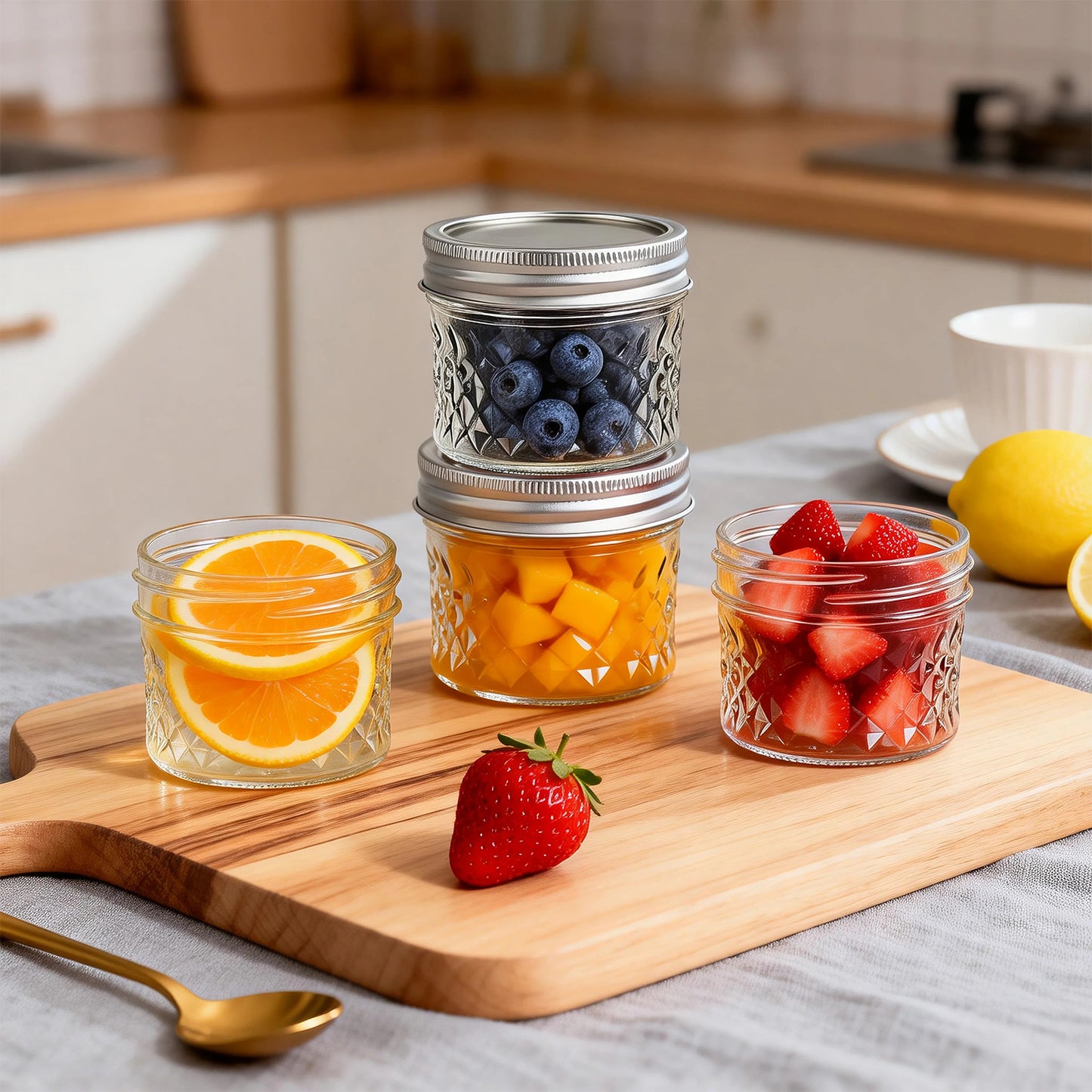 16 Pack Mason Jars Set, 8×16oz Wide Mouth + 8×4oz Regular Mouth Mason Jars with Seal Lids, Labels & Hemp Rope, Glass Canning Jars for Pickling, Jam, Jelly, Honey, Dessert, DIY Candles