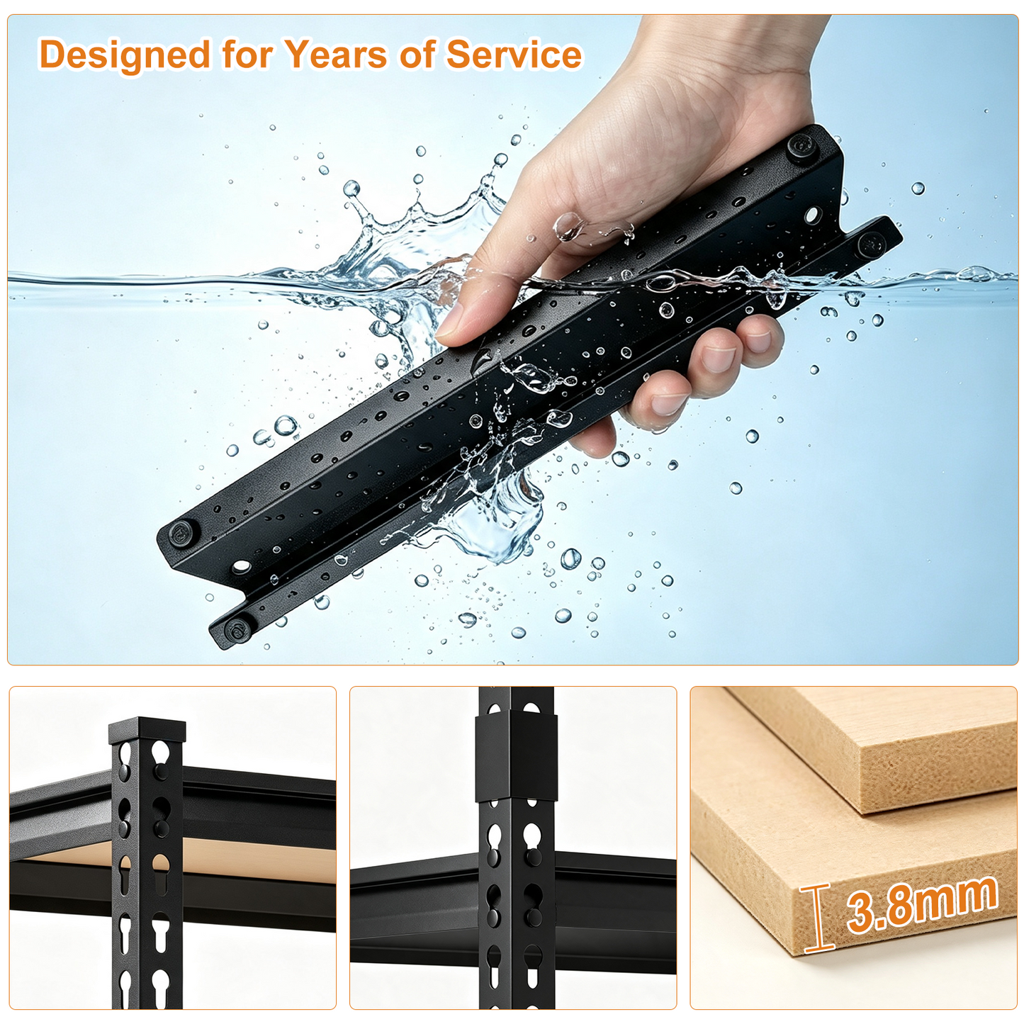 1920LBS Storage Shelves 4 Tier Garage Shelving Heavy Duty Adjustable Garage Shelves, Utility Rack Shelf, Shelving Units for Storage Warehouse Pantry Closet, 35.5" W x 11.9" D x 59.1" H, Black
