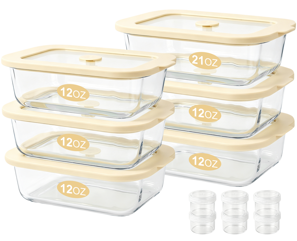 24 Pcs Glass Food Storage Containers with Tempered Glass Lids, Borosilicate Oven-Safe (-4°F~950°F), Airtight Meal Prep Containers (12 Containers & 12 Lids), LeakProof, BPA-Free, Dishwasher Safe