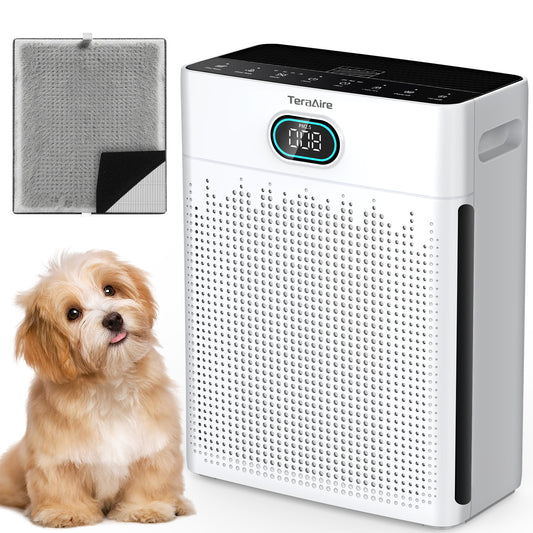 Air Purifiers for Home Bedroom, HEPA Air Purifier with Washable Pre-filter, Pet Mode, PM 2.5 Air Quality Monitor, for Pets Hair, Dust(PR3)