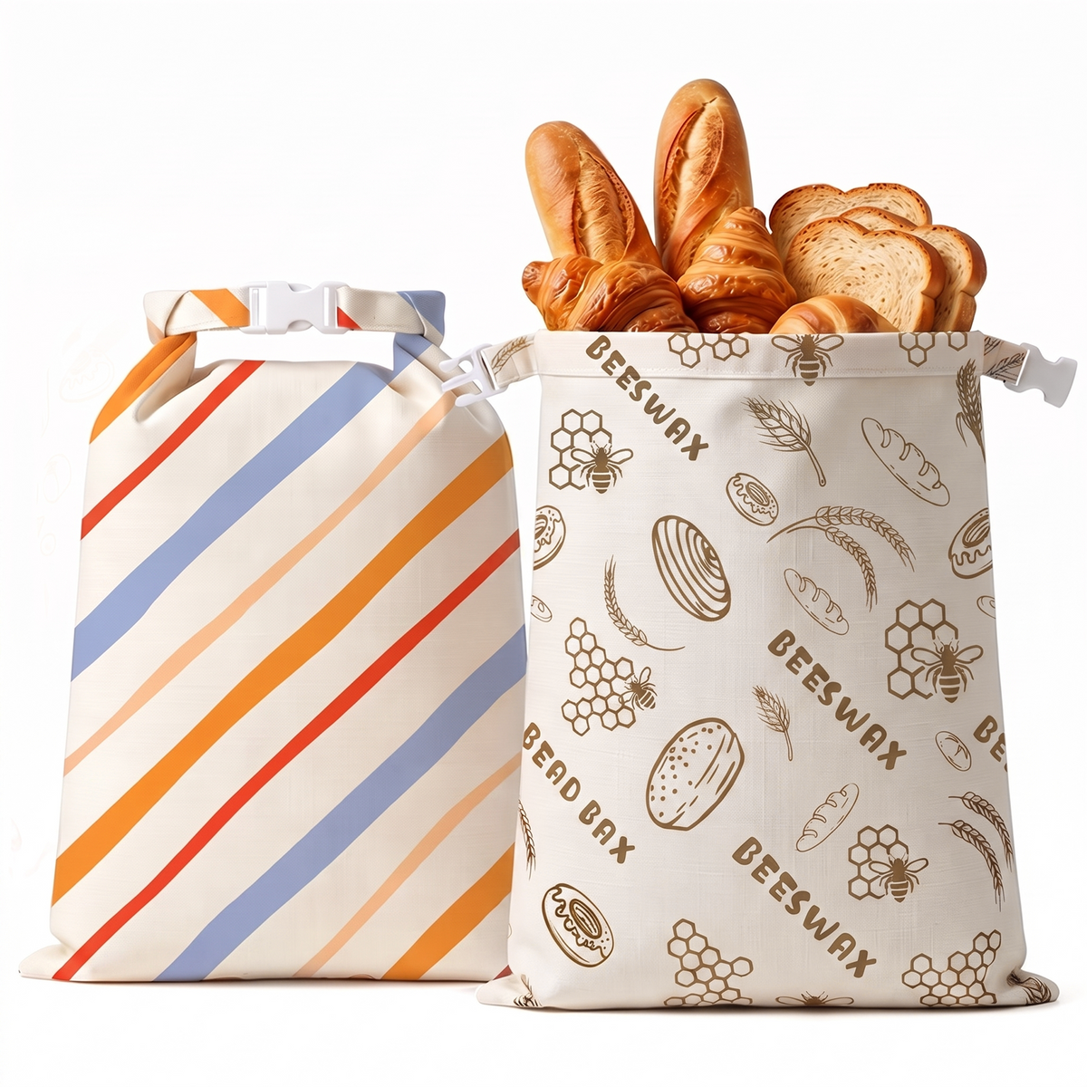 Beeswax Bread Bag, TAIMASI 2 Pack Beeswax Bread Storage Bags for Homemade Bread, Reusable Bread Sourdough Bags, 17 x 12.6'' Cotton Linen Bread Storage Bag