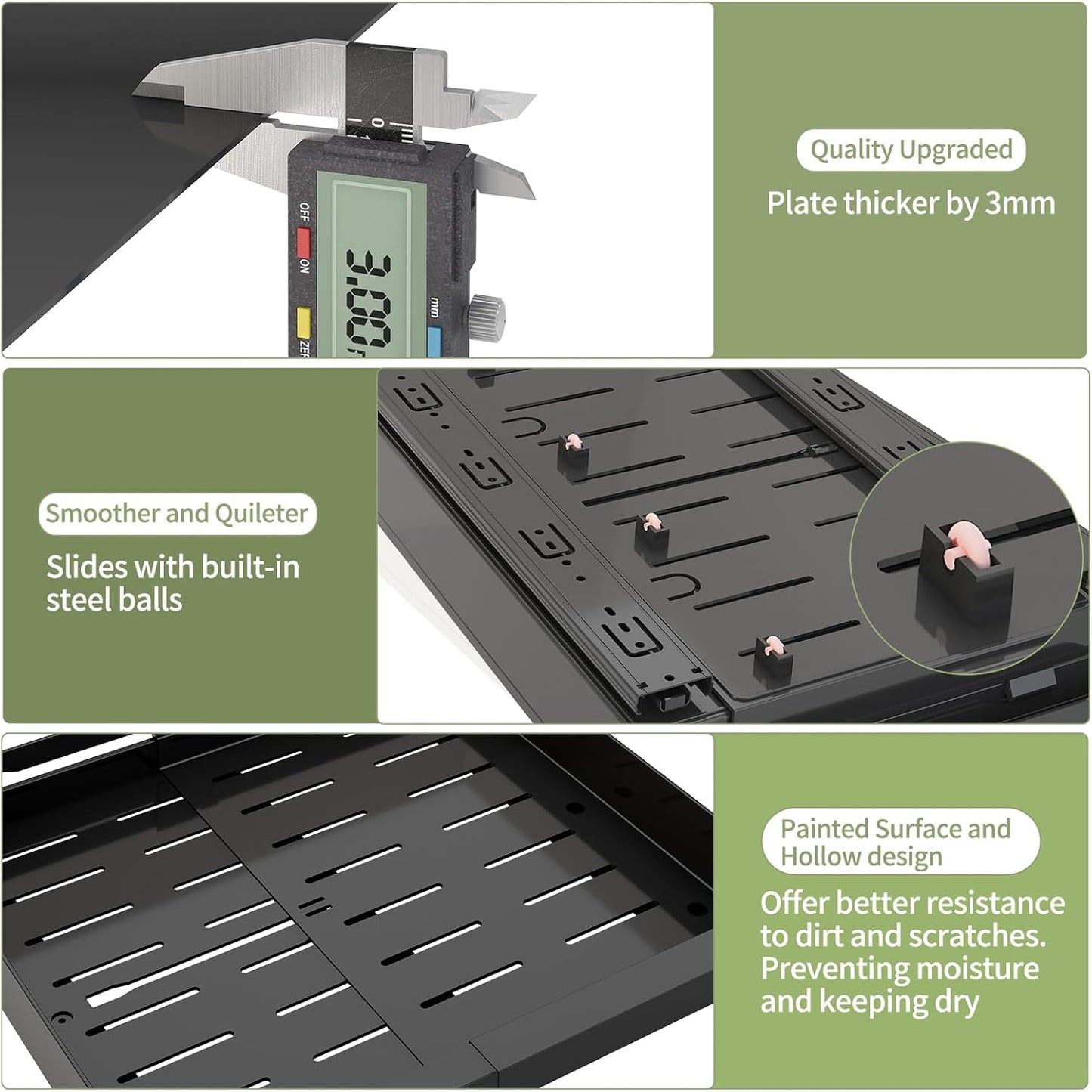 2 Pcs Pull Out Cabinet Organizers Expandable (13''-19''), Plastic Slide Out Drawers for Kitchen, Bathroom, Pantry, Under Sink, Pull Out Drawers Fixed with Adhesive Nano Film (Black)