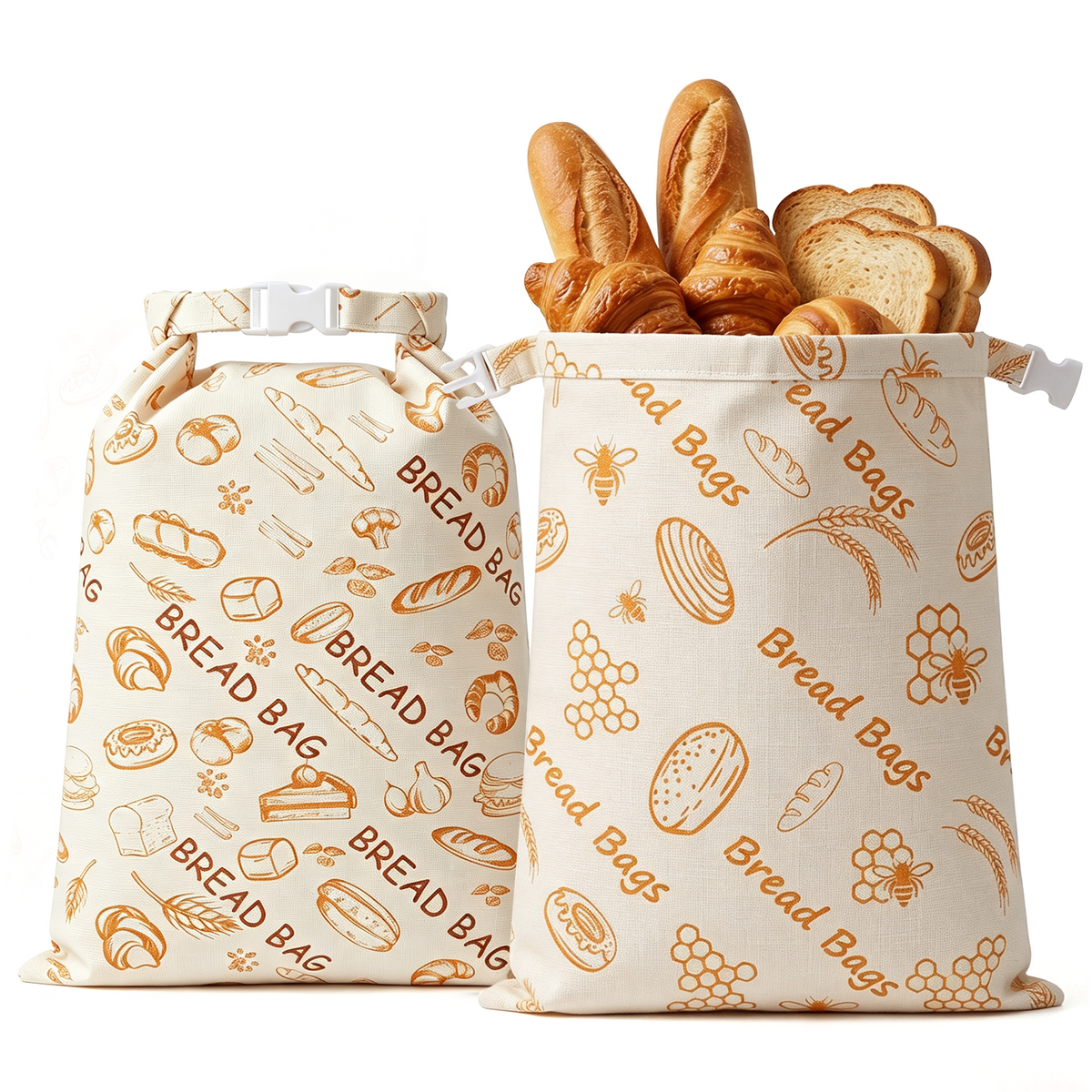Beeswax Bread Bag, TAIMASI 2 Pack Beeswax Bread Bags for Homemade Bread, Reusable Bread Sourdough Bags, 17 x 12.6'' Cotton Linen Bread Storage Bag