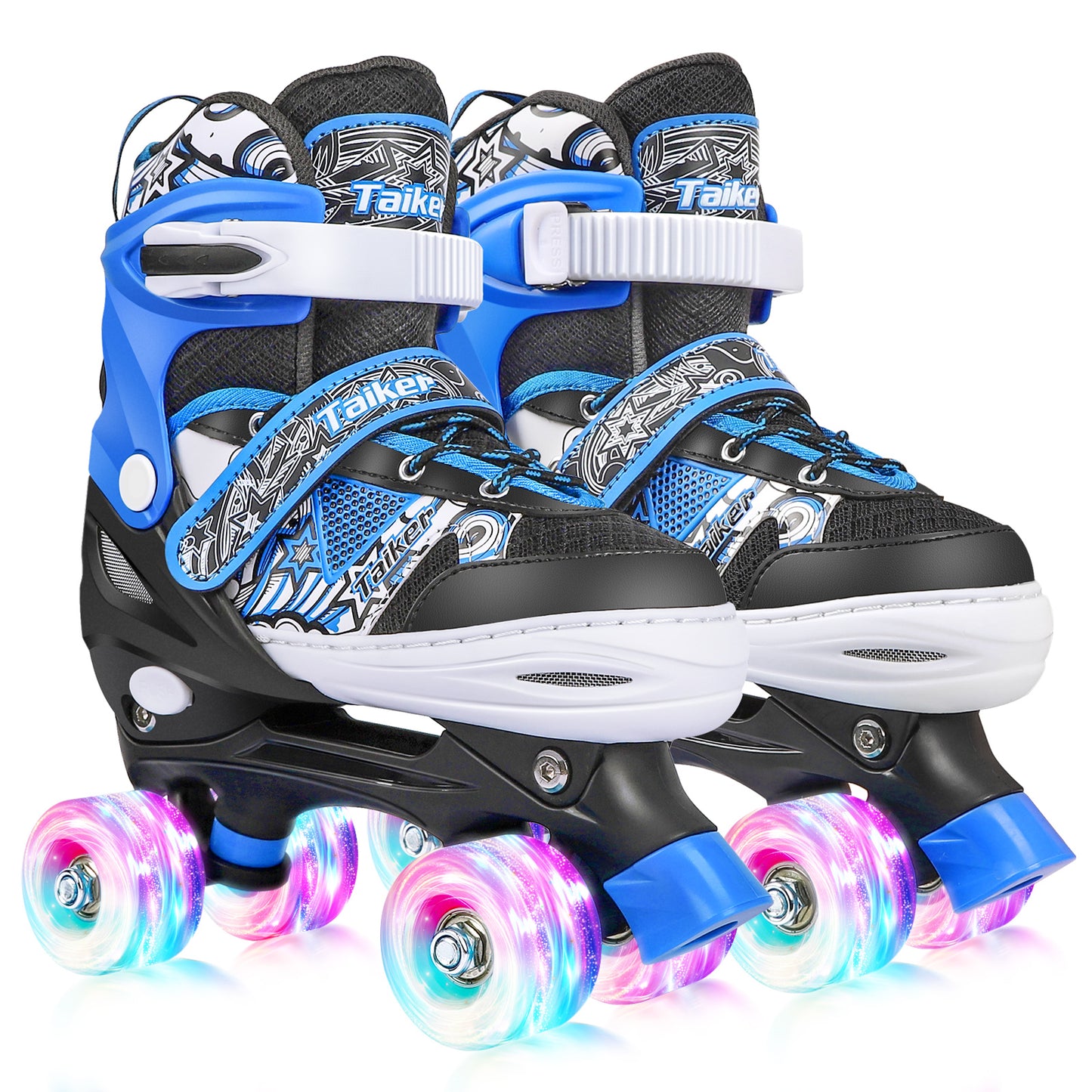 Roller Skates for Girls Boys Kids Toddler, 4 Sizes Adjustable Kids Roller Skates Outdoor Indoor with Light up Wheels