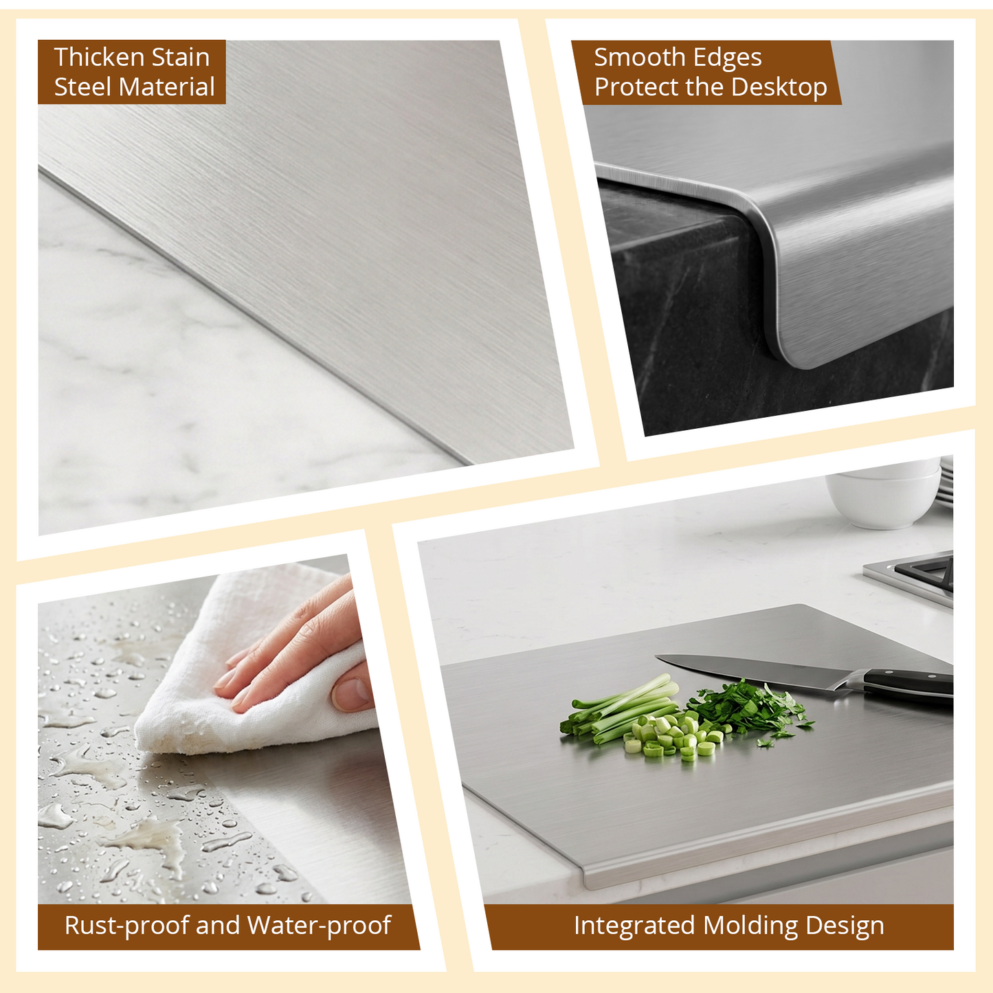 Cutting Boards for Kitchen, AOKIWO Large Stainless Steel Baking Boards with scraper, Suitable for Bread, Meat, Vegetables, (19.7 x 23.6 in)