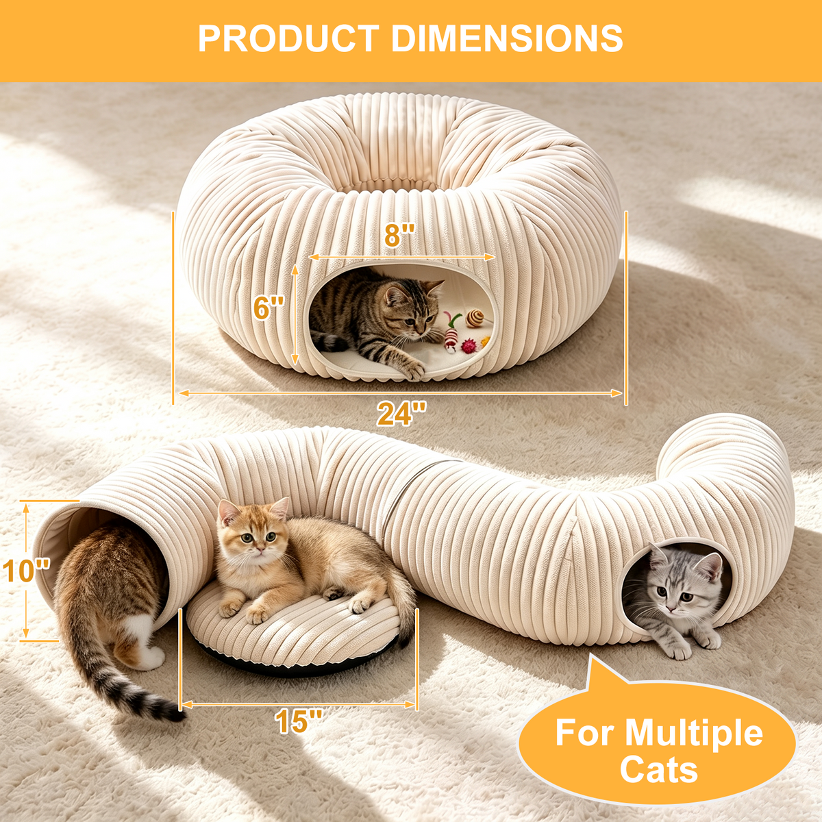 42 Pcs Cat Toys Kitten Toys, Interactive Cat Toy with Collapsible Cat Tunnel Bed, Interactive Kitty Toys Feather Teaser Spring Toy Set for Cat, Kitty