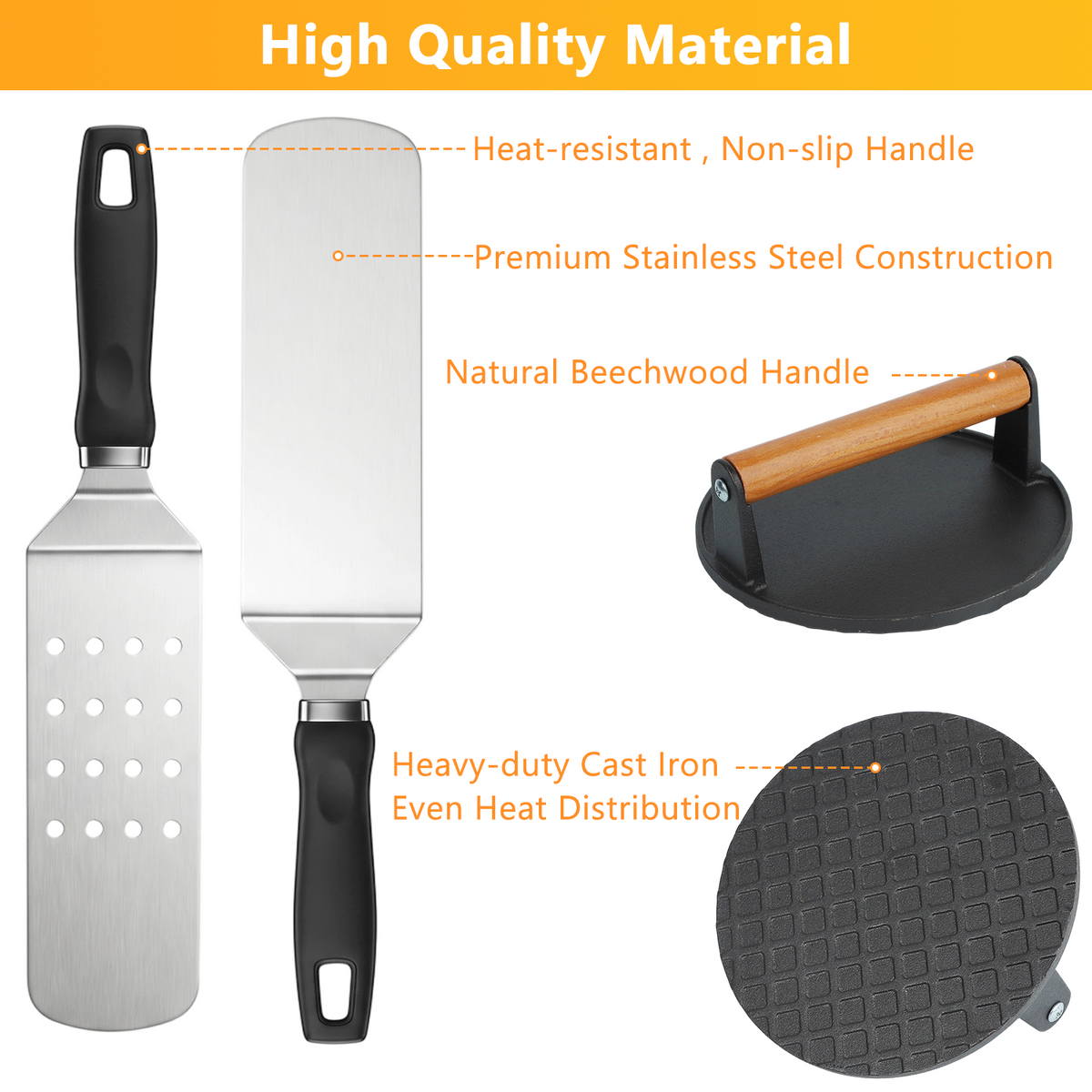 Mibote 28-Piece Griddle Accessories Kit, Flat Top Grill Tools Set with Spatula Scraper and Basting Cover, Hibachi BBQ Grilling