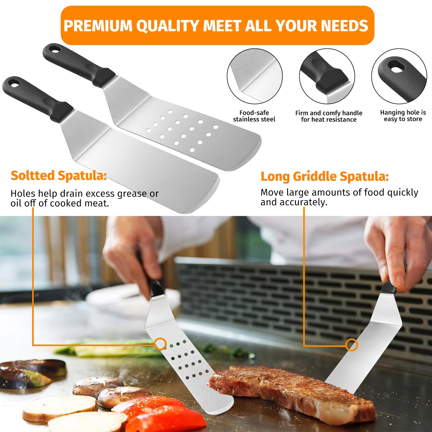 Ultimate Griddle Kit, Mibote 27pcs Griddle Accessories Kit for Blackstone, Grill Spatula Set with Enlarged Spatulas, Basting Cover for Outdoor BBQ
