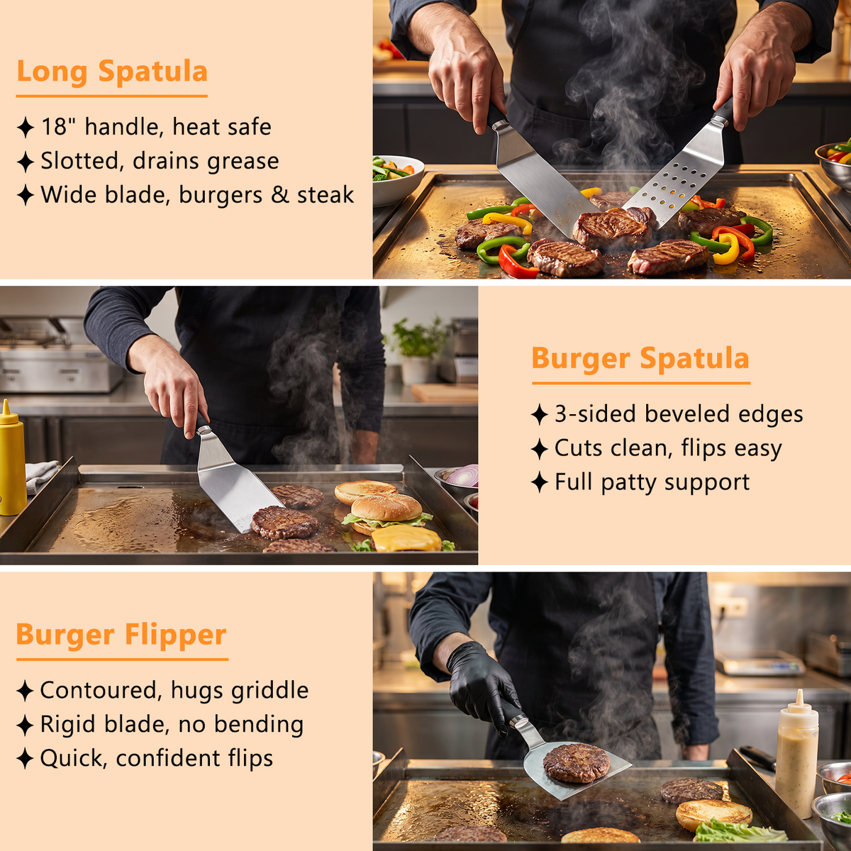 Mibote 28-Piece Griddle Accessories Kit, Flat Top Grill Tools Set with Spatula Scraper and Basting Cover, Hibachi BBQ Grilling