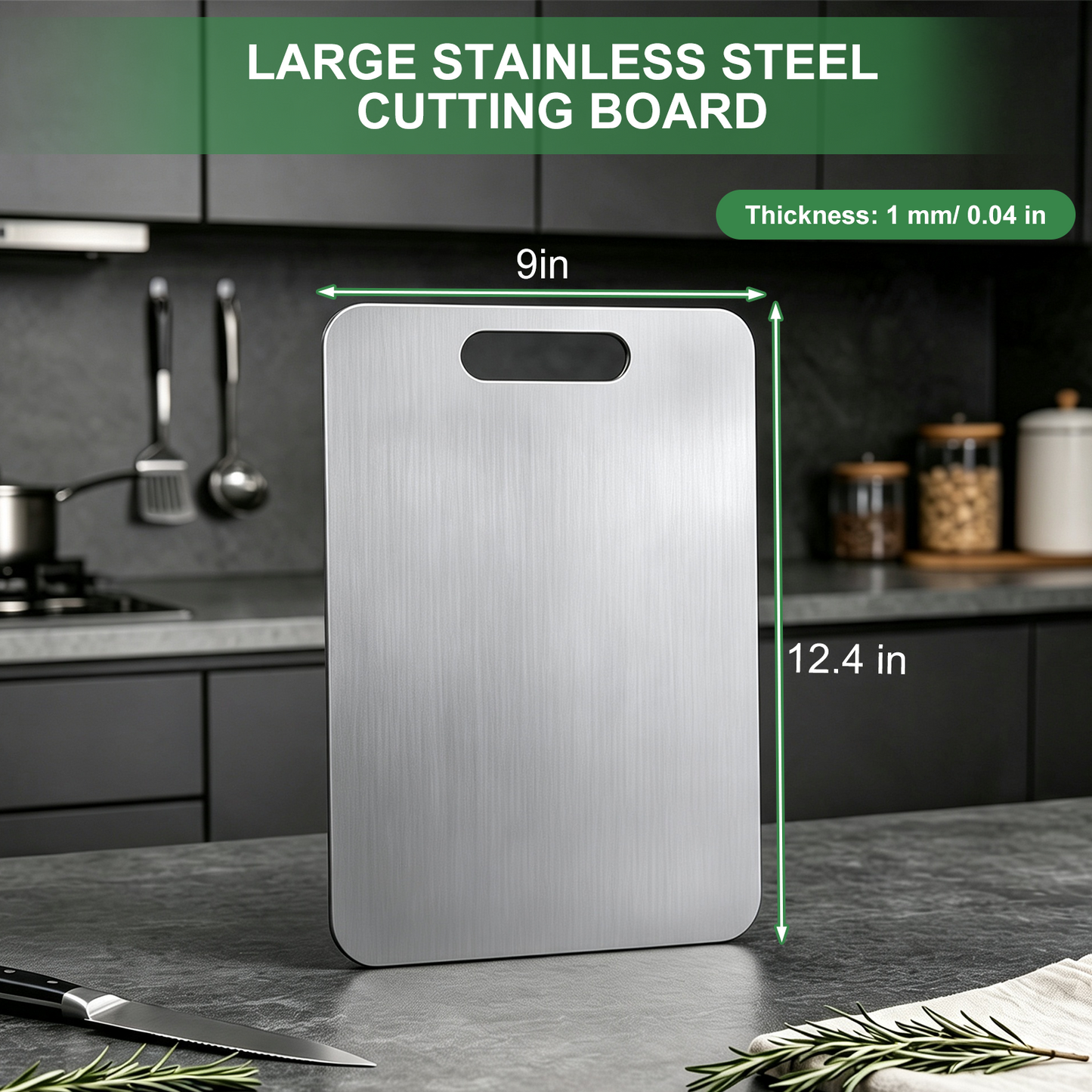 Stainless Steel Cutting Board, Large Cutting Board for Kitchen, Metal Food Prep Board for Meat, Vegetables and Fruit, 9.05" x 13.38"