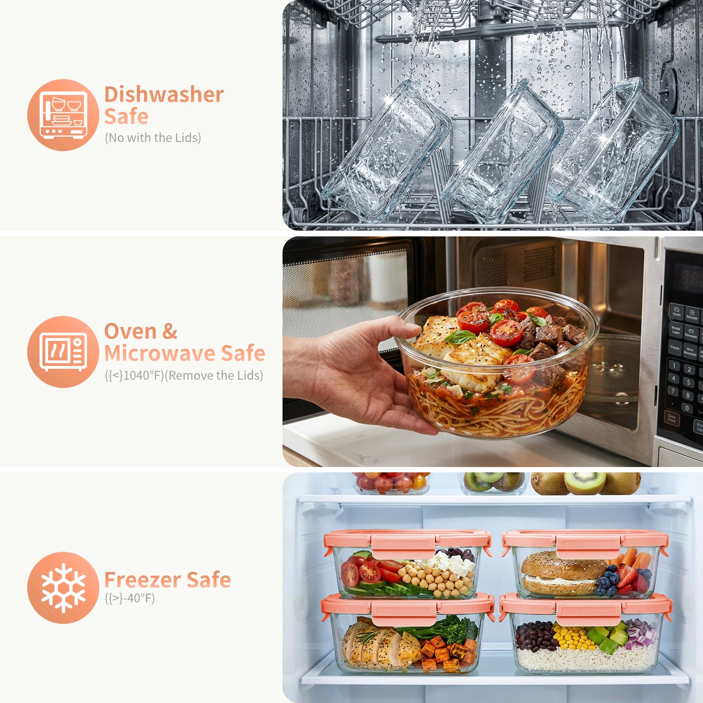 36 Pcs Glass Food Storage Containers with Tempered Lids Set, Borosilicate Oven-Safe(-4°F~950°F), Airtight Meal Prep Lunch Box Containers (18 Containers & 18 Lids), Pink