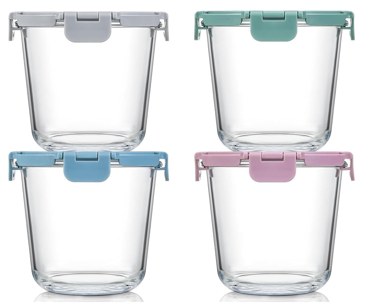 8 Pcs Glass Food Storage Containers with Airtight Lids, 3 Cup Round Lunch Box Jars for Soup Fruit Meal Prep - Microwave, Oven, Freezer Safe