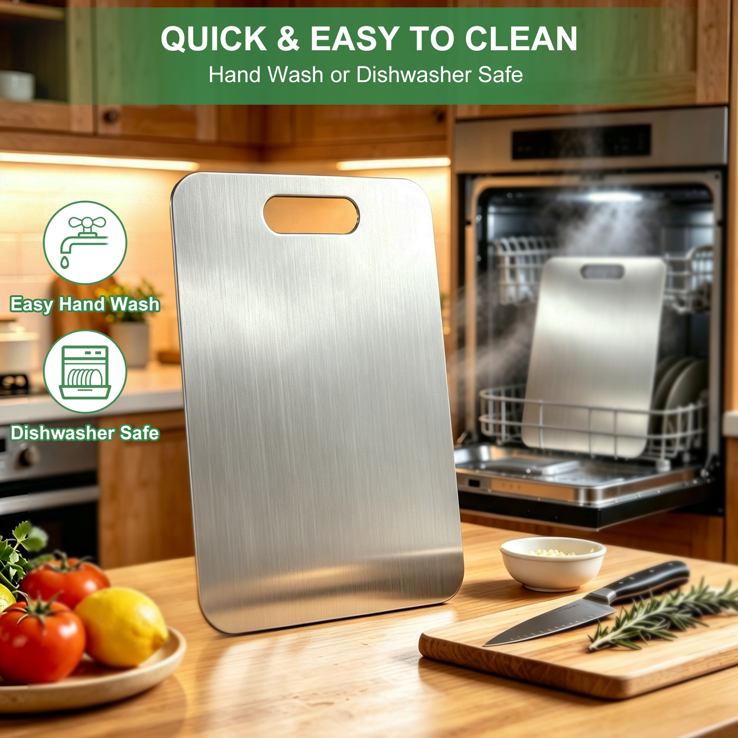 Stainless Steel Cutting Board, Large Cutting Board for Kitchen, Metal Food Prep Board for Meat, Vegetables and Fruit, 9.05" x 13.38"