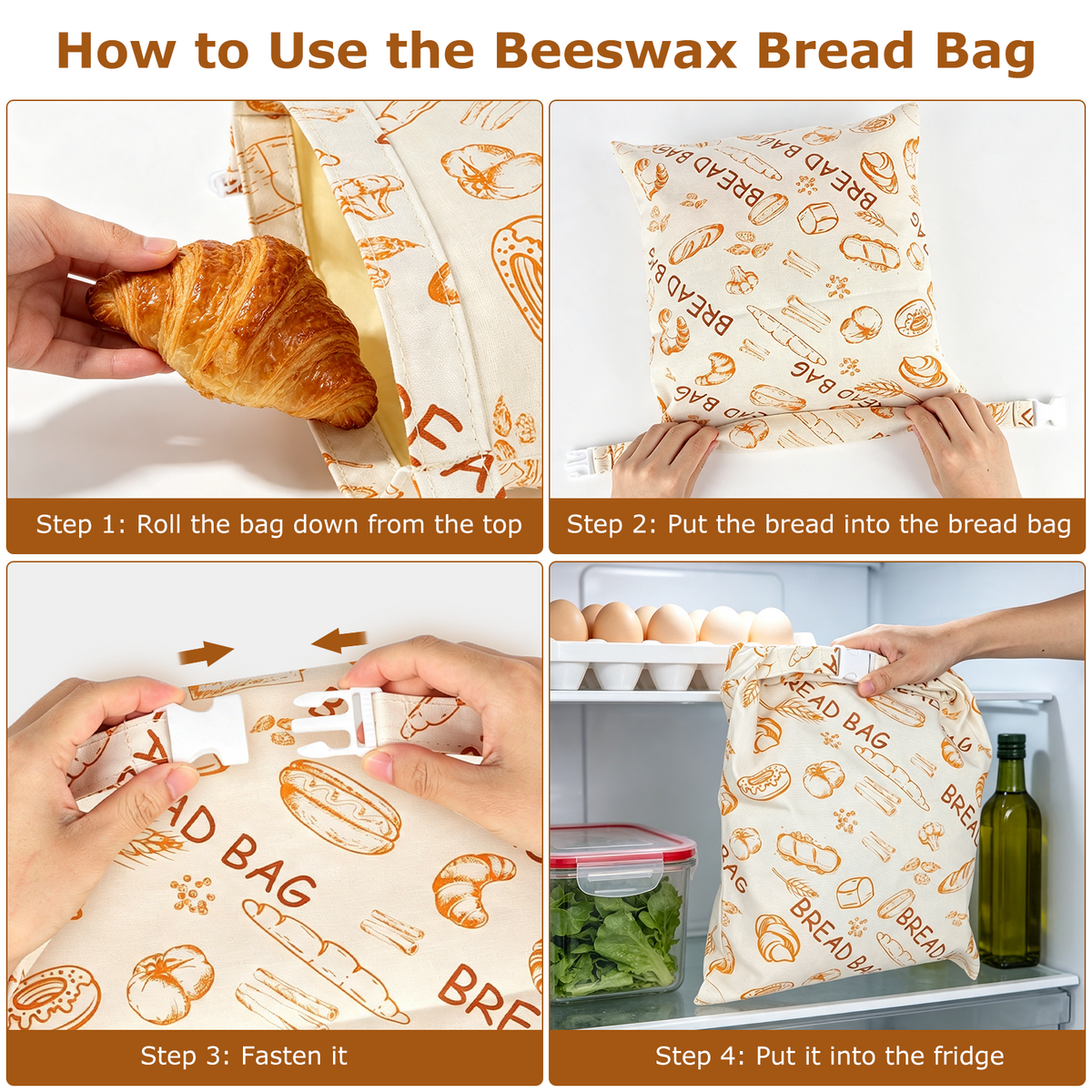 Beeswax Bread Bag, TAIMASI 2 Pack Beeswax Bread Bags for Homemade Bread, Reusable Bread Sourdough Bags, 17 x 12.6'' Cotton Linen Bread Storage Bag