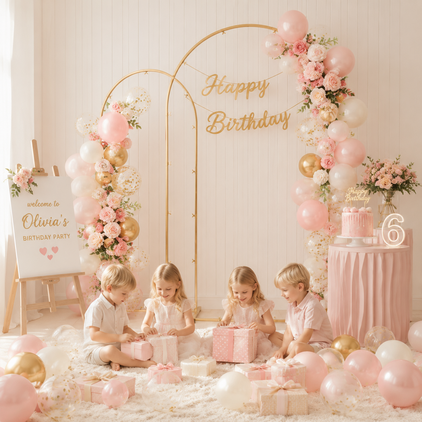 Mibote Metal Arch Backdrop Stand,7.2FT+6.6FT+6FT Gold Wedding Arch Backdrop Stand Set of 3 for Wedding Birthday Party Decor