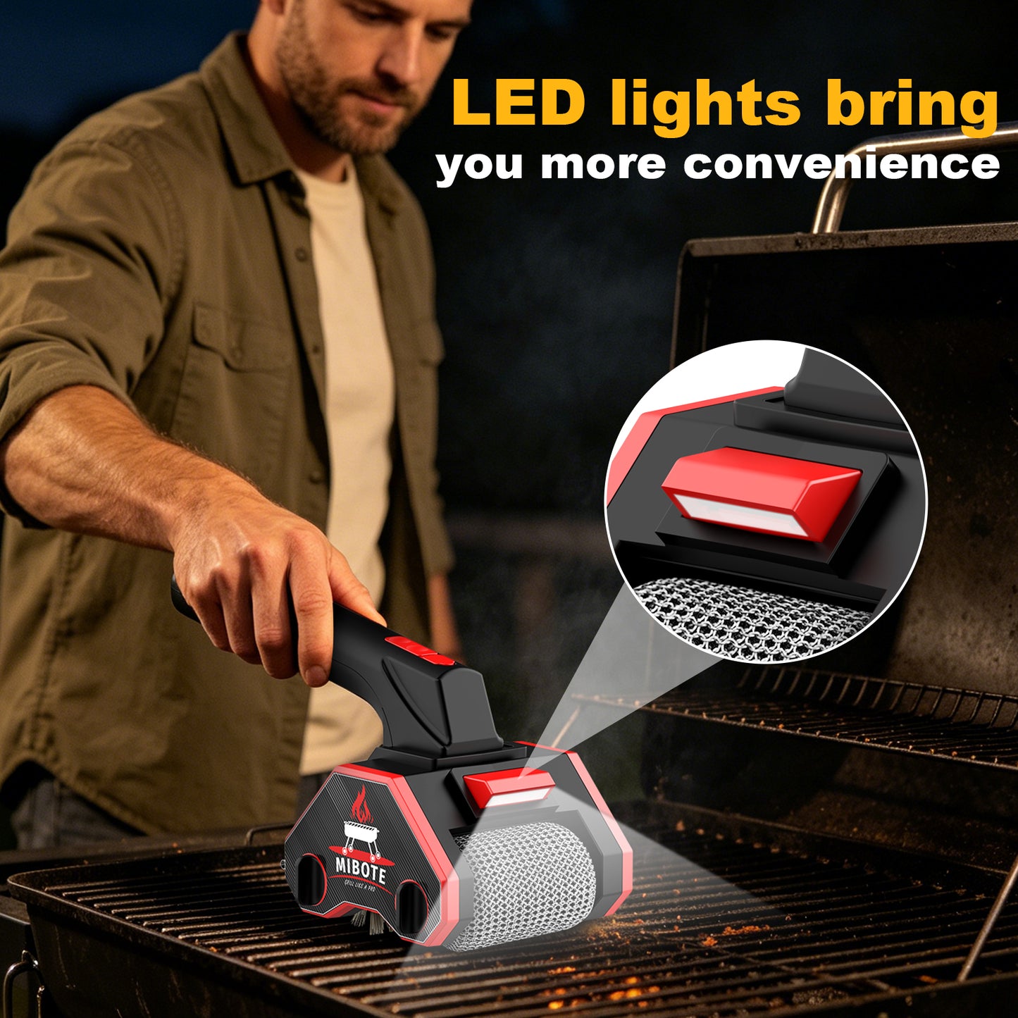 Electric Grill Brush,2-Speed Adjustment with 304 Stainless Steel,Rechargeable ,Waterproof for Outdoor Barbecue