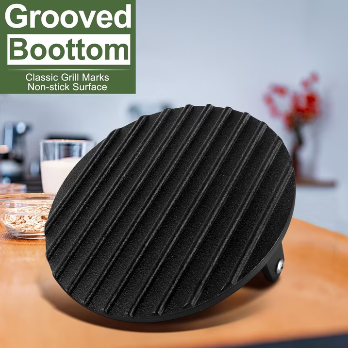 Mibote Griddle Accessories, 5 Piece Smash Burger Kit, 7" Cast Iron Press & 12.5" Steel Dome for Blackstone, Spatula & Patty Paper
