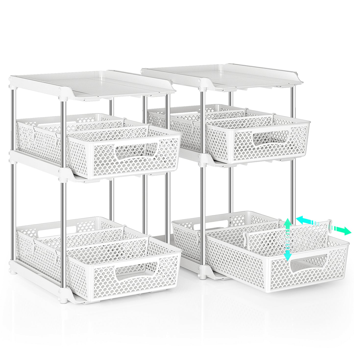 TAIMASI Pull-Out 3 Tier Bathroom Organizers and Storage, Under Sink Organizer, Kitchen Cabinet Organizer White, 3 (Count)