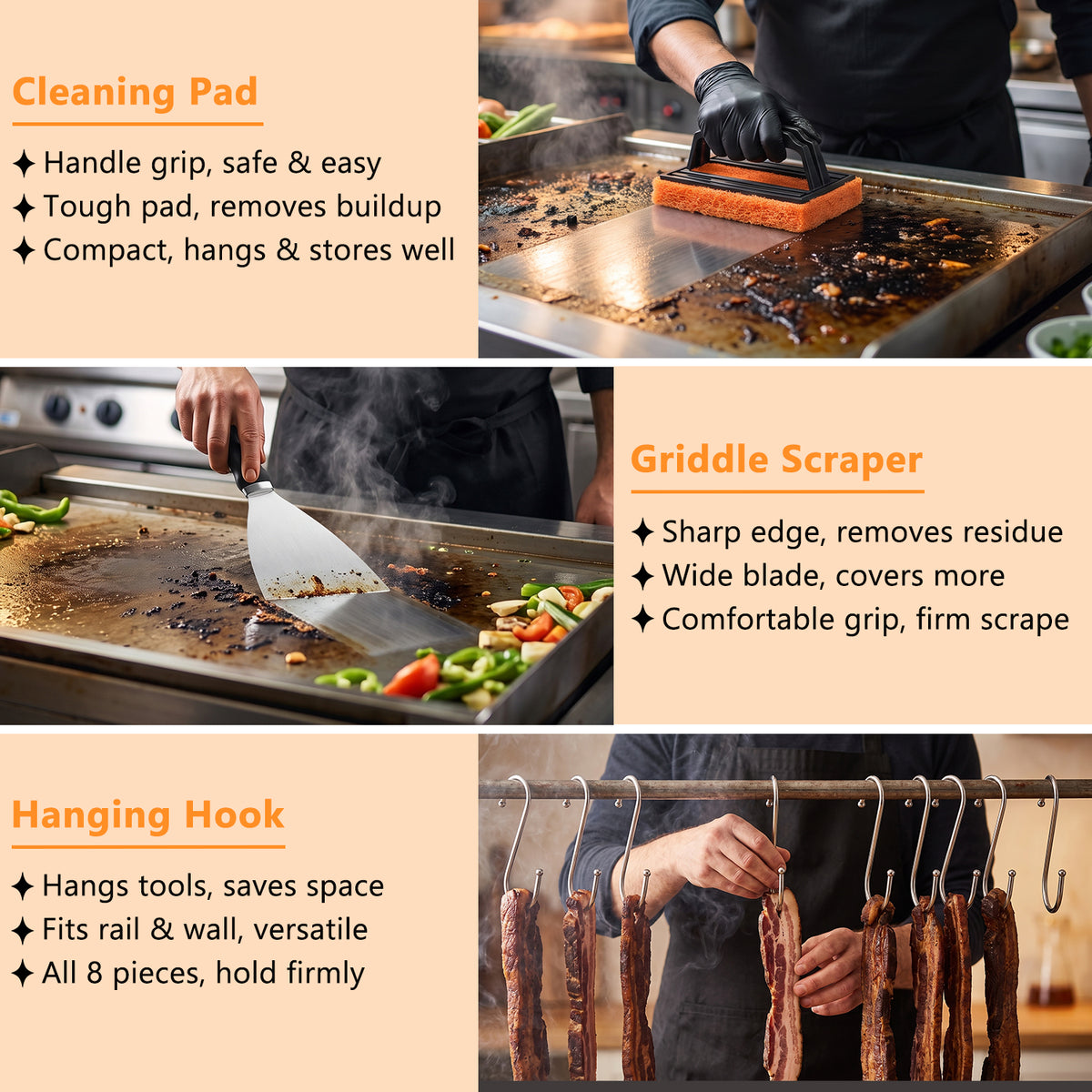 Mibote 28-Piece Griddle Accessories Kit, Flat Top Grill Tools Set with Spatula Scraper and Basting Cover, Hibachi BBQ Grilling