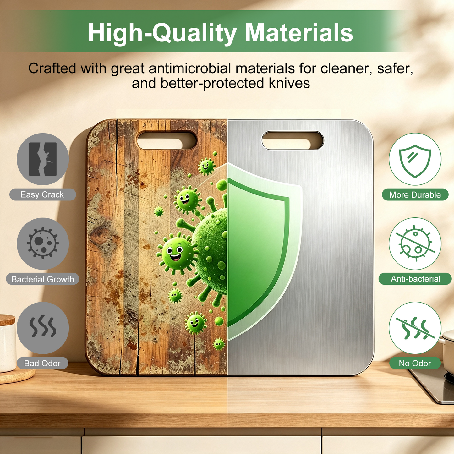 Stainless Steel Cutting Board, Large Cutting Board for Kitchen, Metal Food Prep Board for Meat, Vegetables and Fruit, 9.05" x 13.38"