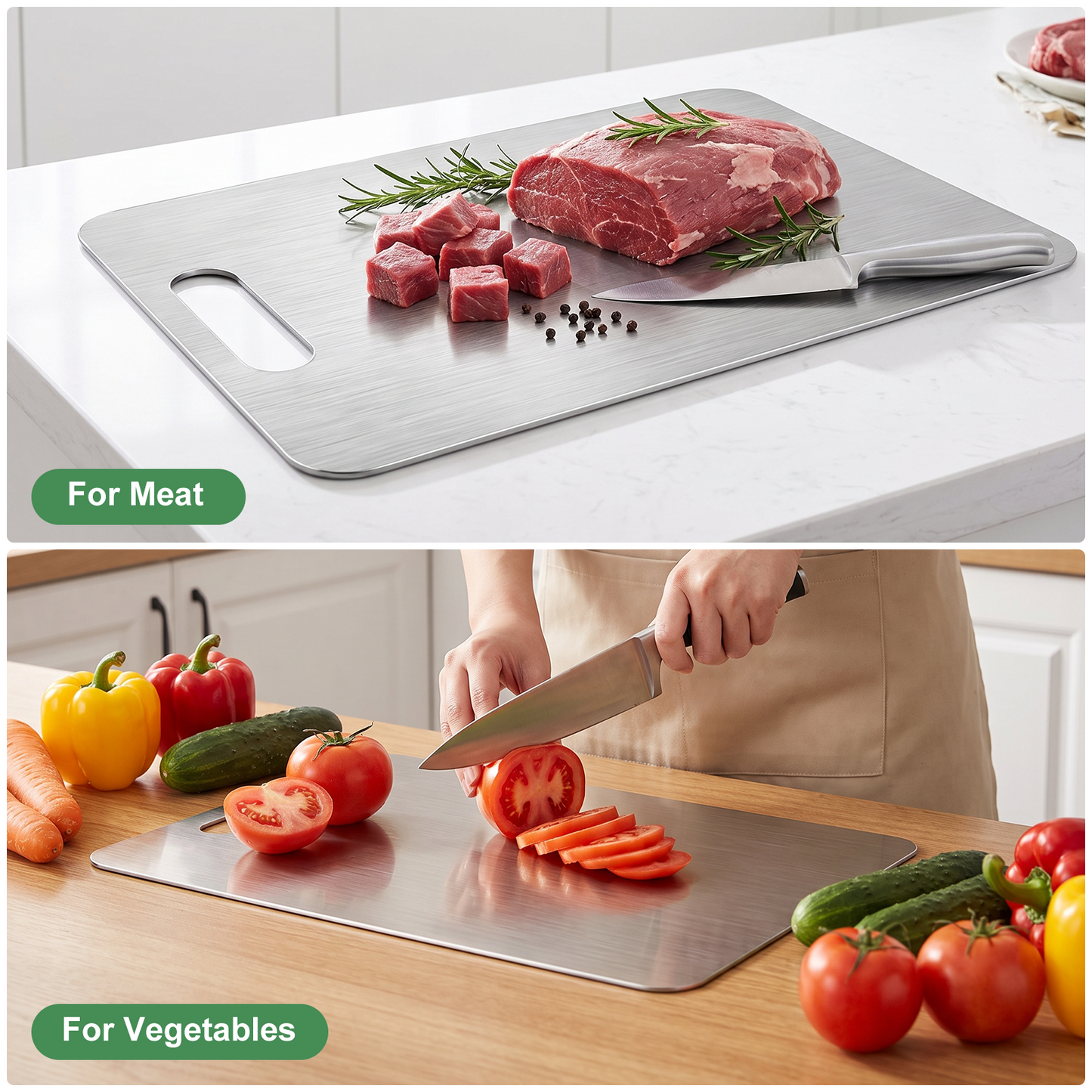 Stainless Steel Cutting Board, Large Cutting Board for Kitchen, Metal Food Prep Board for Meat, Vegetables and Fruit, 9.05" x 13.38"