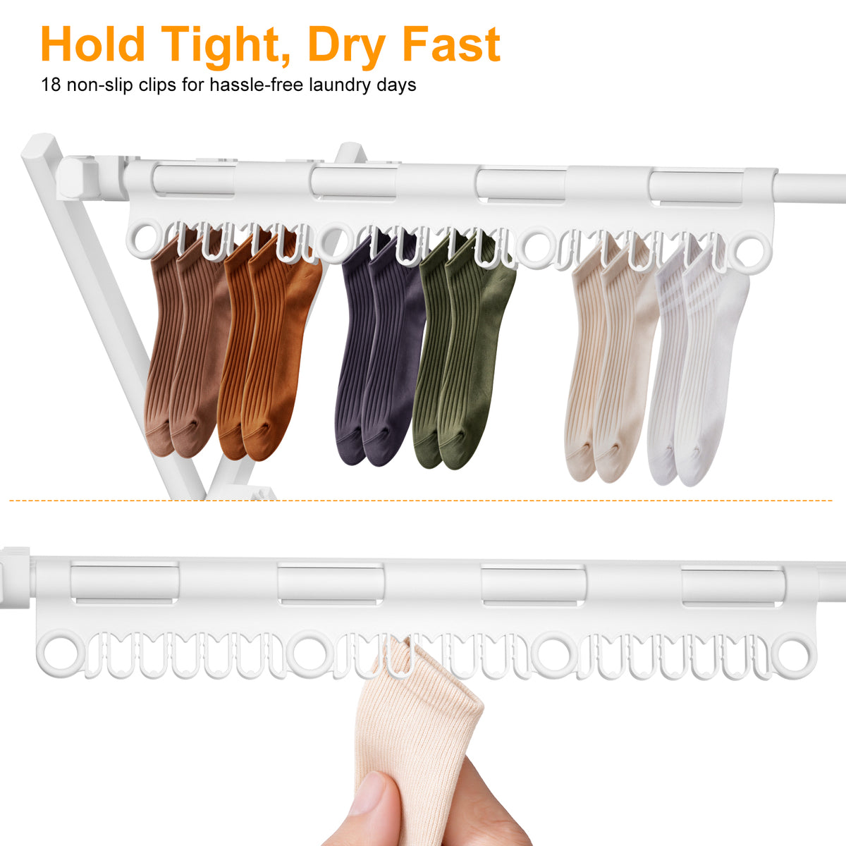 3-Tier Foldable Clothes Drying Rack, Portable Metal Drying Rack Clothing, Collapsible Laundry Drying Rack, Antirust Clothing Rack for Indoor Outdoor Air Drying, 13.4" D x 28.7" W x 45.7" H, White