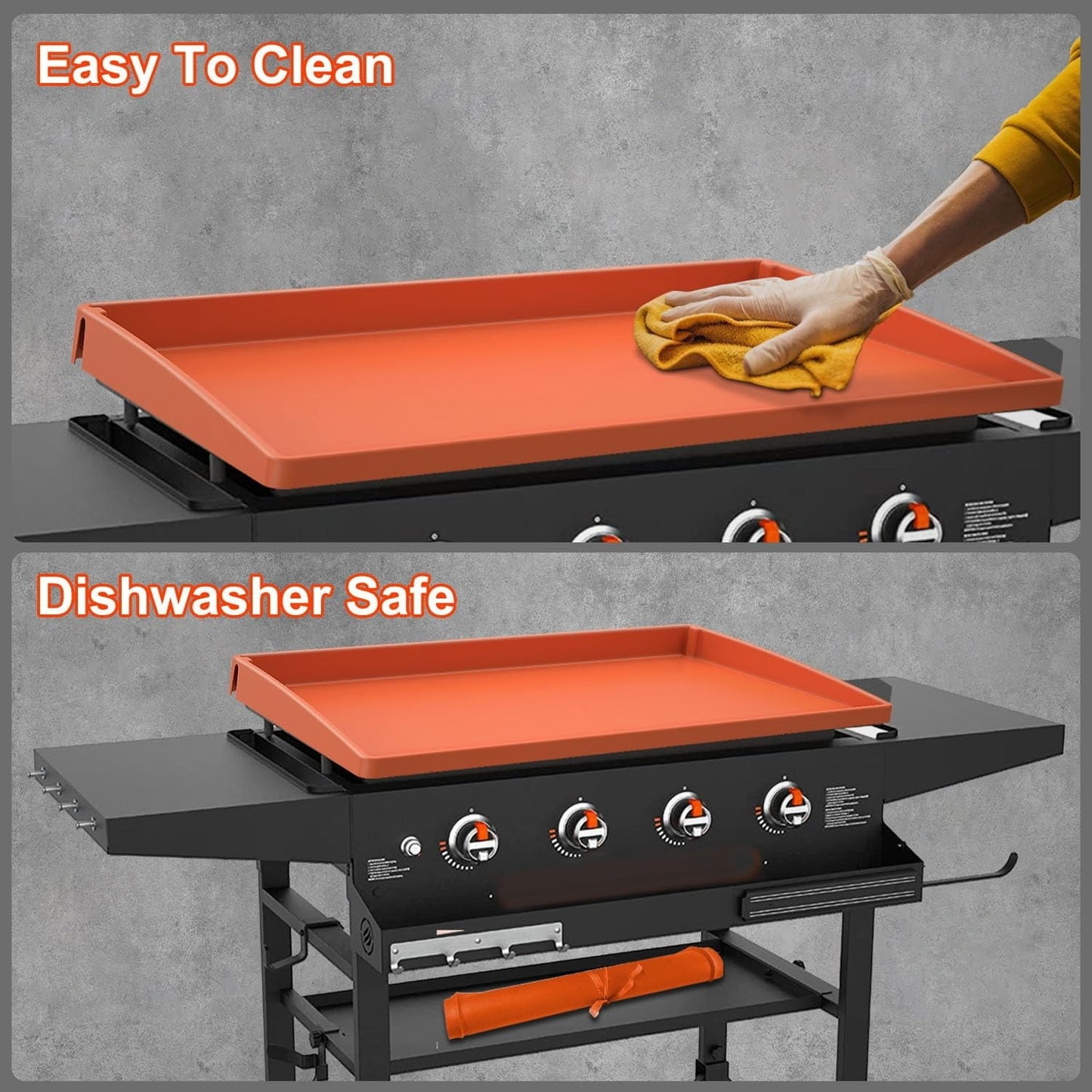 Mibote 17 Inch Griddle Cover for Blackstone, Heavy Duty Food Grade Silicone Protective Mat, Full Edge Design Mat