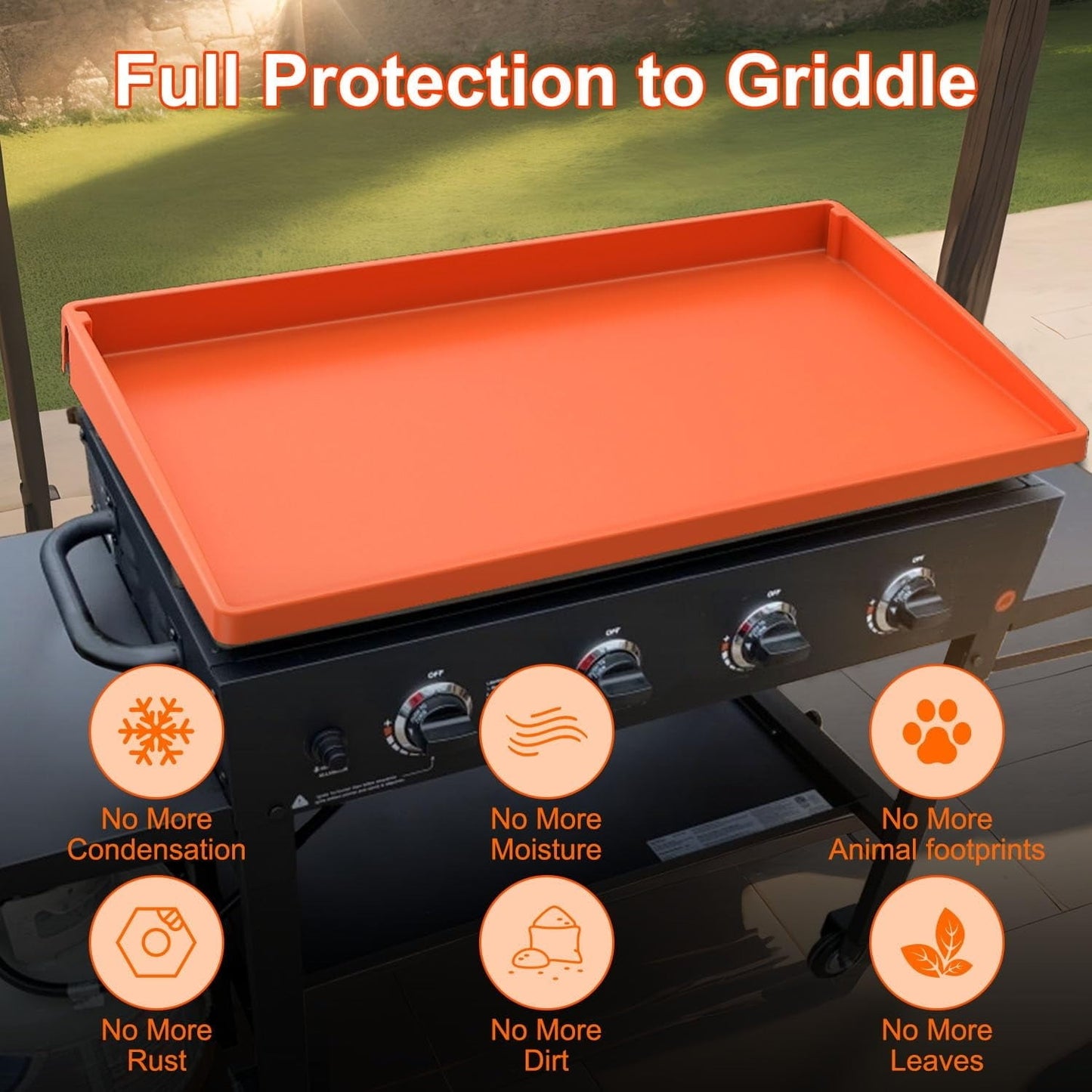 Mibote 17 Inch Griddle Cover for Blackstone, Heavy Duty Food Grade Silicone Protective Mat, Full Edge Design Mat