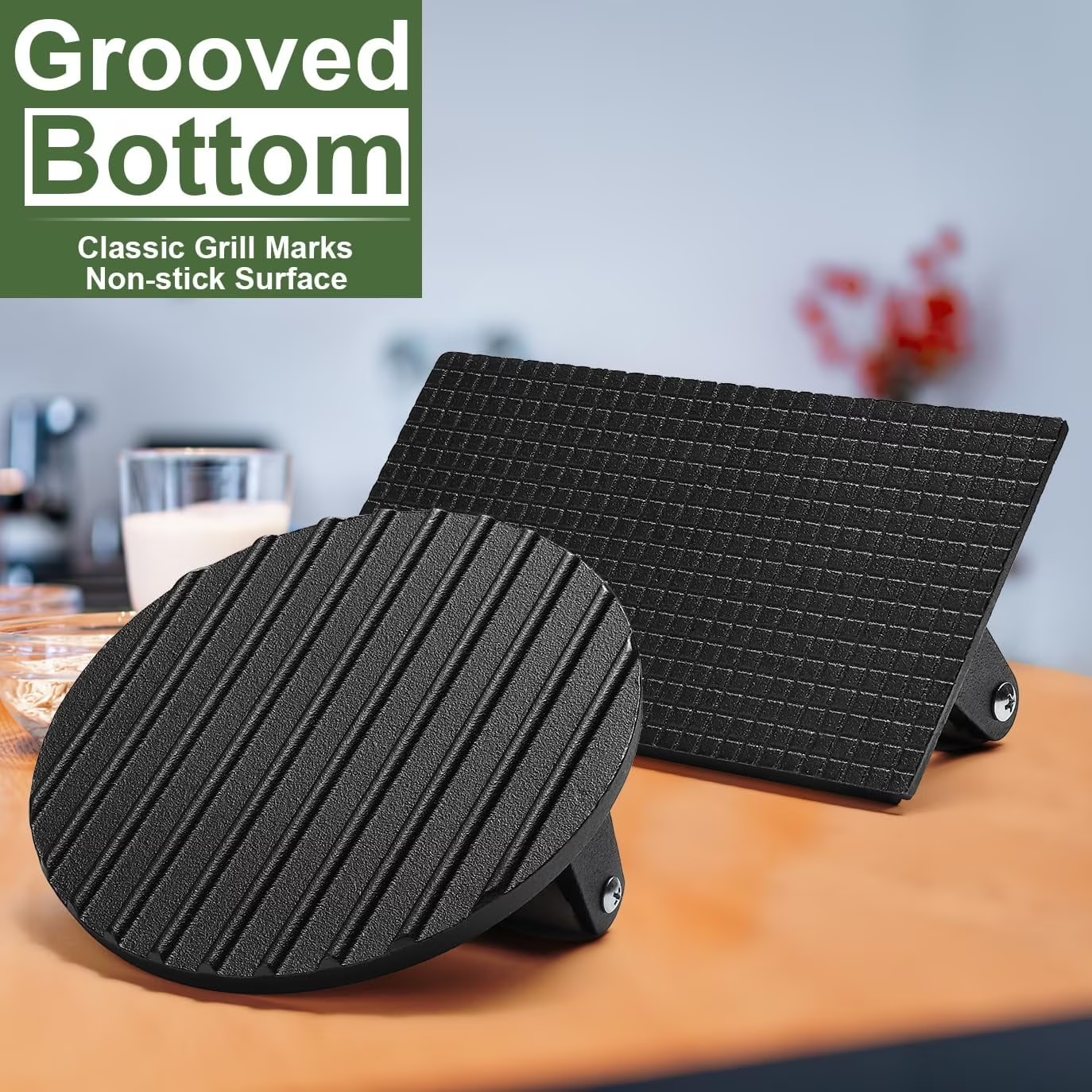 Mibote Smash Burger Press Kit, 5 Pcs Heavy-Duty Cast Iron Patty Maker for Griddle and Grill