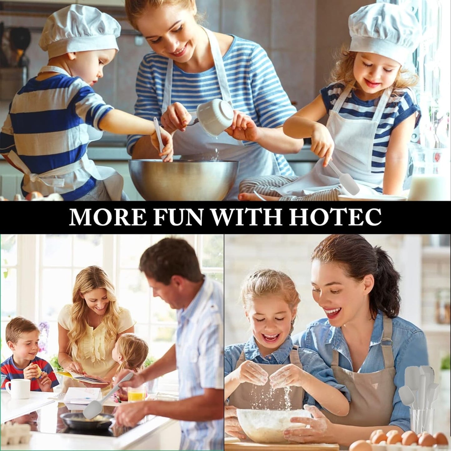 Food Grade Silicone Rubber Spatula Set, 5 Pcs BPA-Free Kitchen Cooking Baking Mixing Utensil Sets, High Heat Resistant Non Stick Dishwasher- Khaki