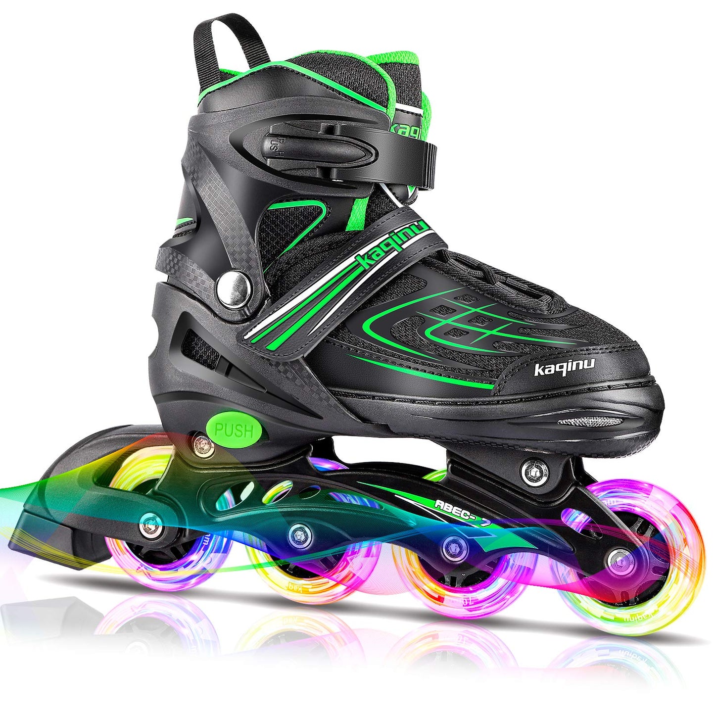 KAQINU Adjustable Inline Skates, Outdoor Inline Skates with Full Illuminating Wheels for Kids and Adults, Women, Girls and Boys