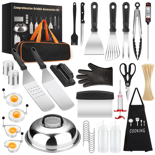 Griddle Accessories Kit, 135 Pcs Grill Tools for Blackstone Camp Chef Professional BBQ Spatula Set with Basting Cover