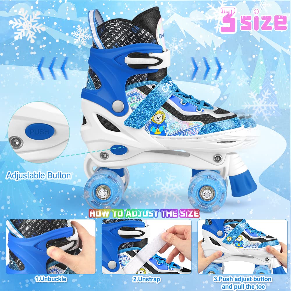 Roller Skates for Kids Girls Boys 4 Size Adjustable Kids Roller Skates with Wheels Light up for Children, Teens, Beginner & Advance, Indoor Outdoor