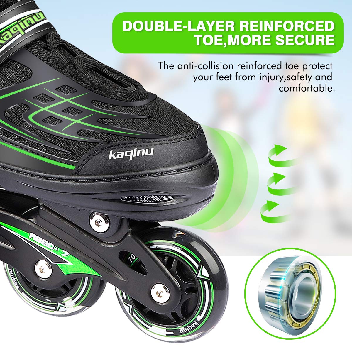 KAQINU Adjustable Inline Skates, Outdoor Inline Skates with Full Illuminating Wheels for Kids and Adults, Women, Girls and Boys