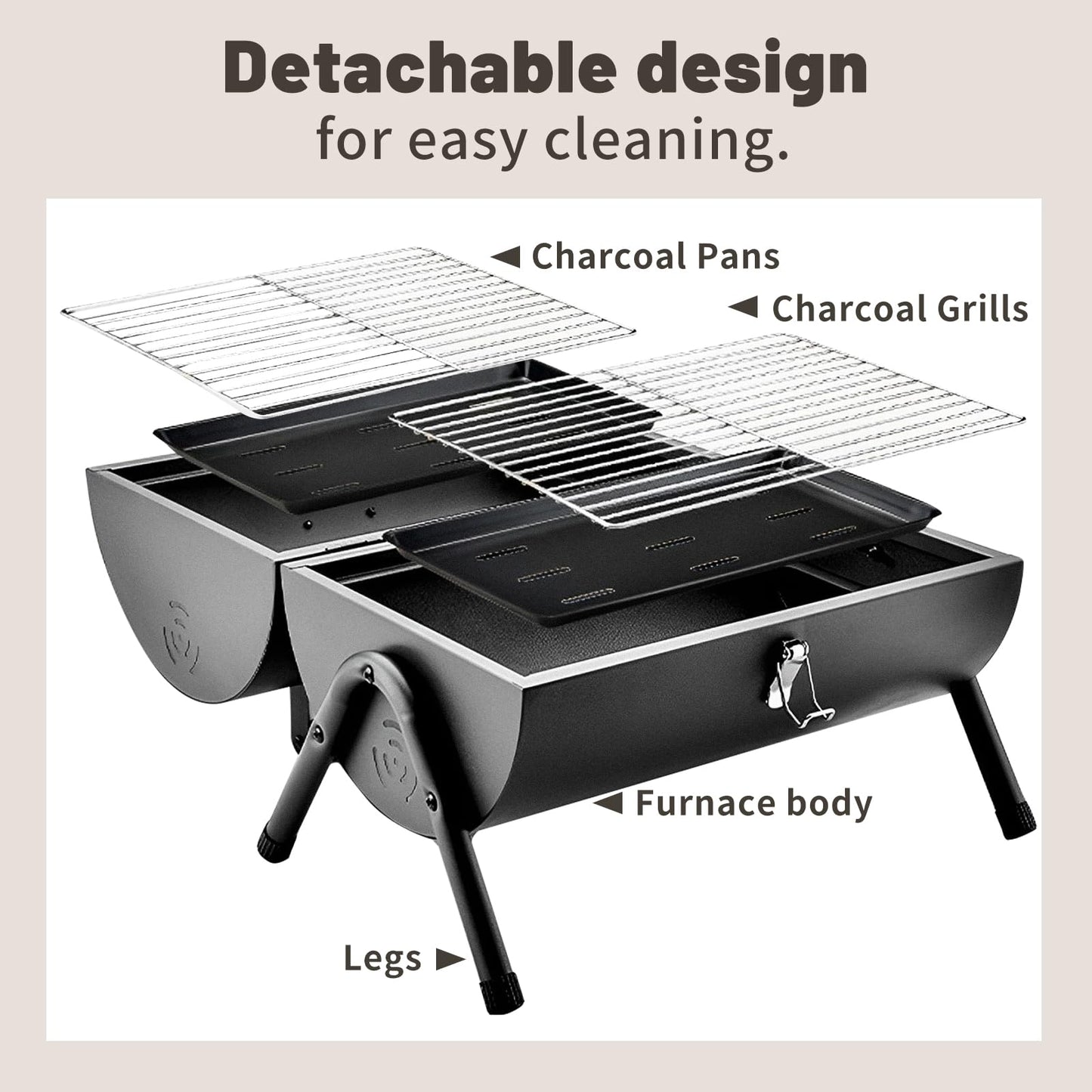 Taimasi Portable Charcoal BBQ Grill for Camping and Picnics